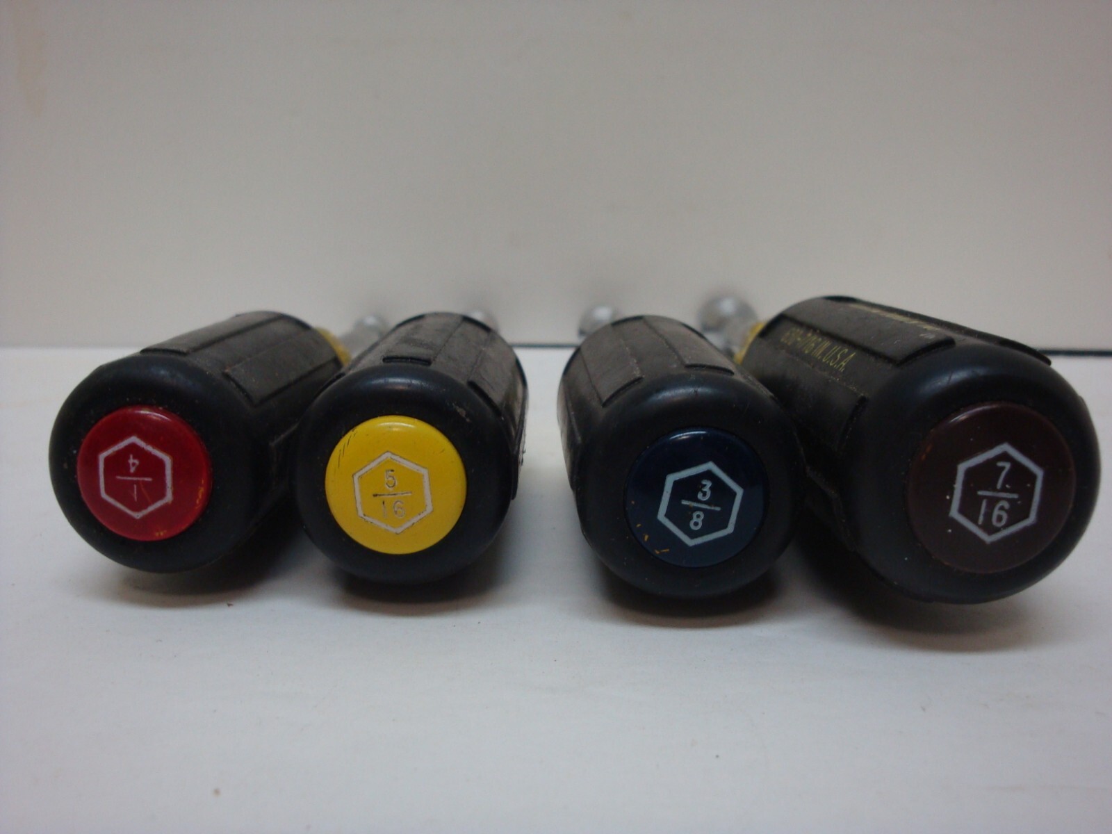 4 Klein Tools 630 Nut Drivers 1/4, 5/16, 3/8, 7/16 SAE 6 Point Made In USA