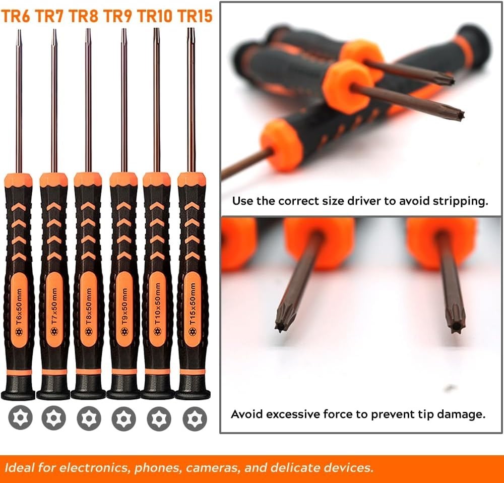 Black-Orange Magnetic Precision Torx Screwdriver Set