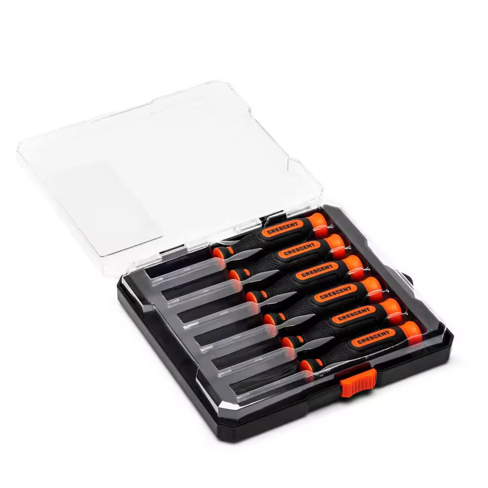 Diamond Tip Phillips and Slotted Precision Screwdriver Set with Dual Material Ha