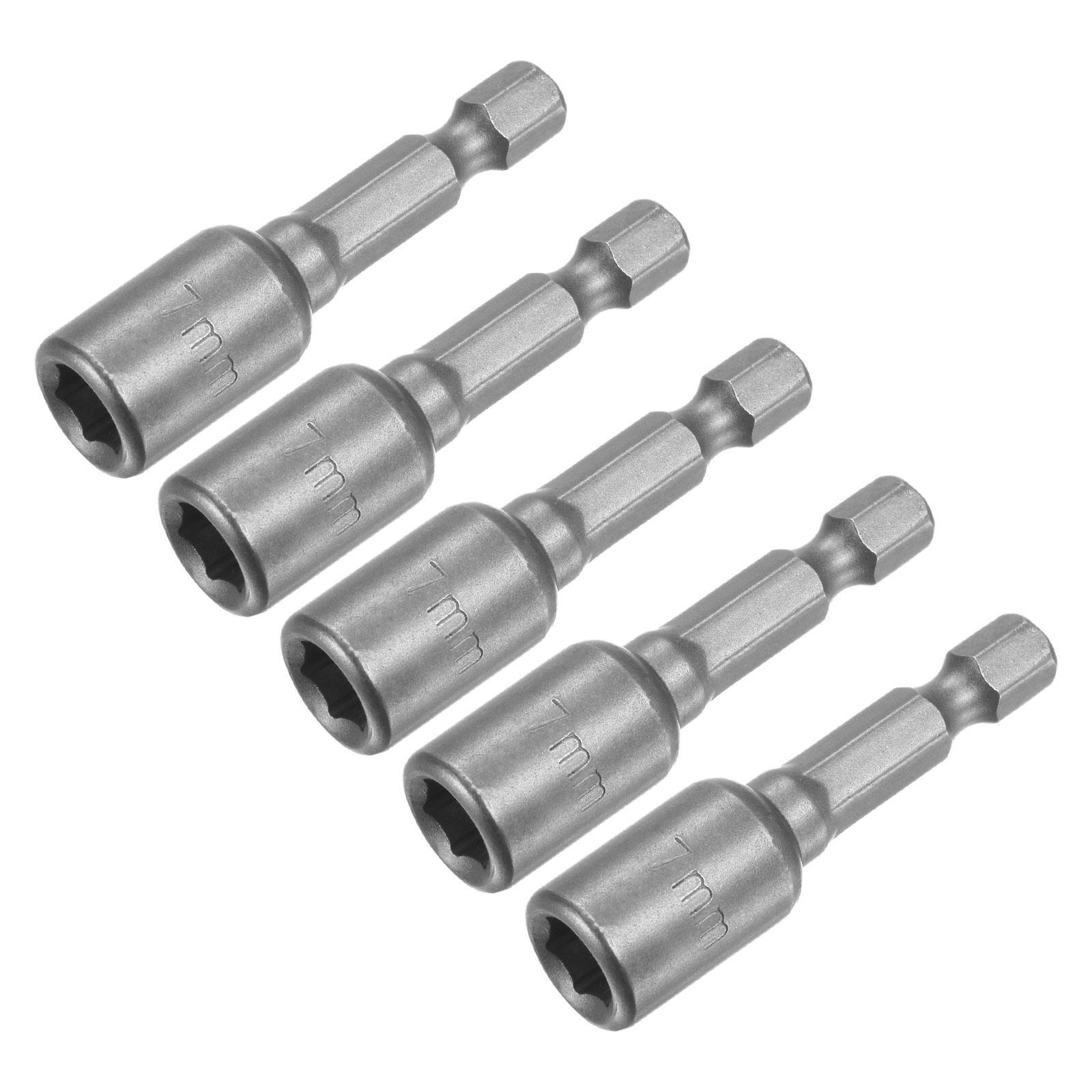 5pcs 1/4″ Quick-Change Hex Shank 7mm Magnetic Nut Driver Bit 1.89″ Length