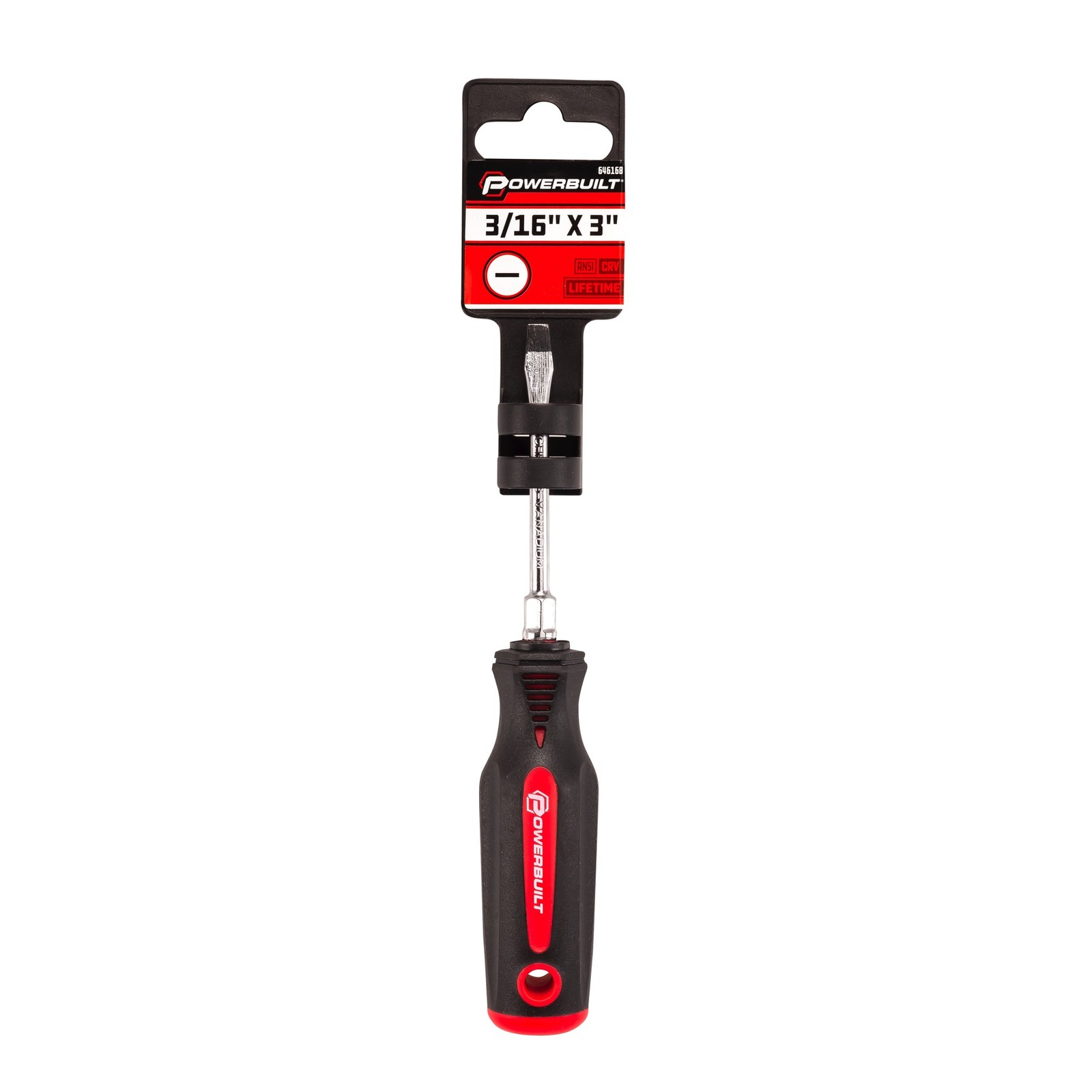 Powerbuilt 3/16 Inch Slotted Screwdriver with Double Injection Handle – 646168