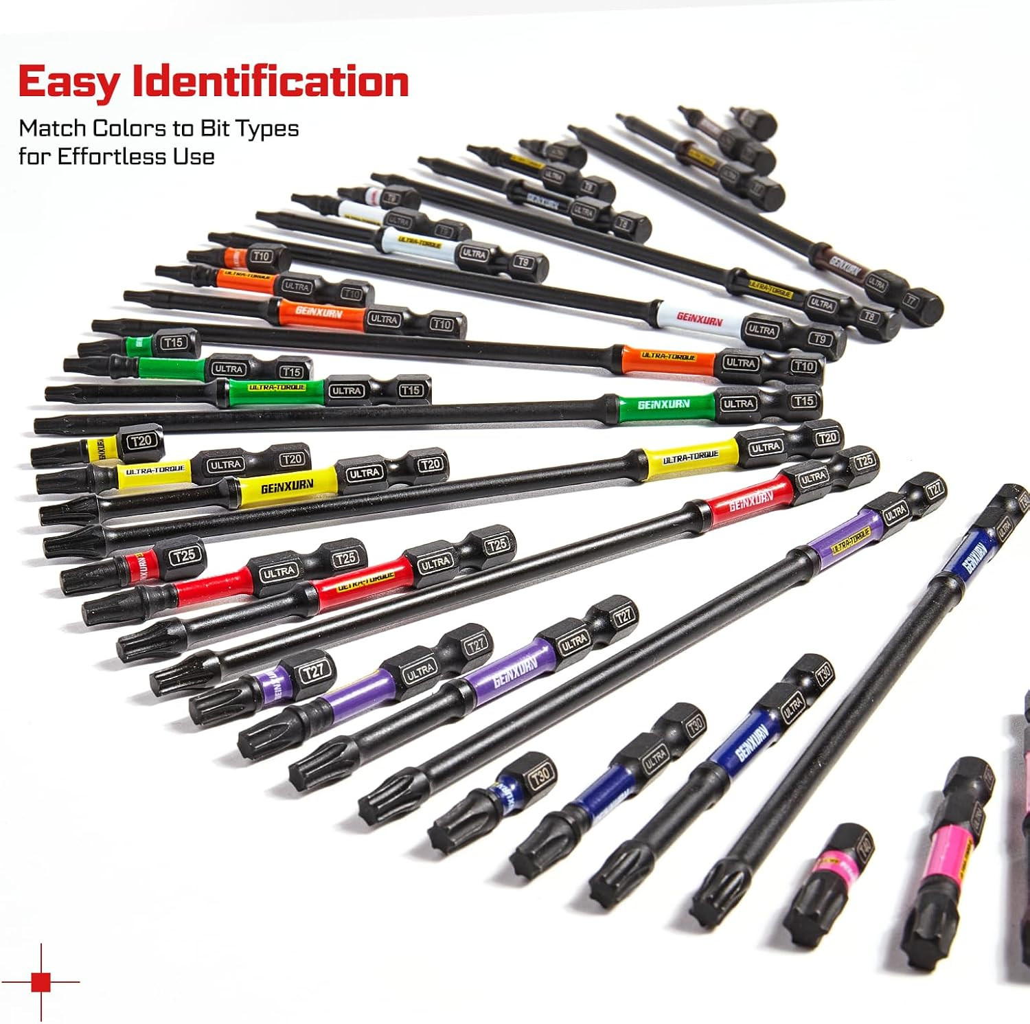 Impact Torx Screwdriver Bits Set, 52Pcs Magnetic(T7-T40) S2 Steel 1”/2”/3”/6” Lo