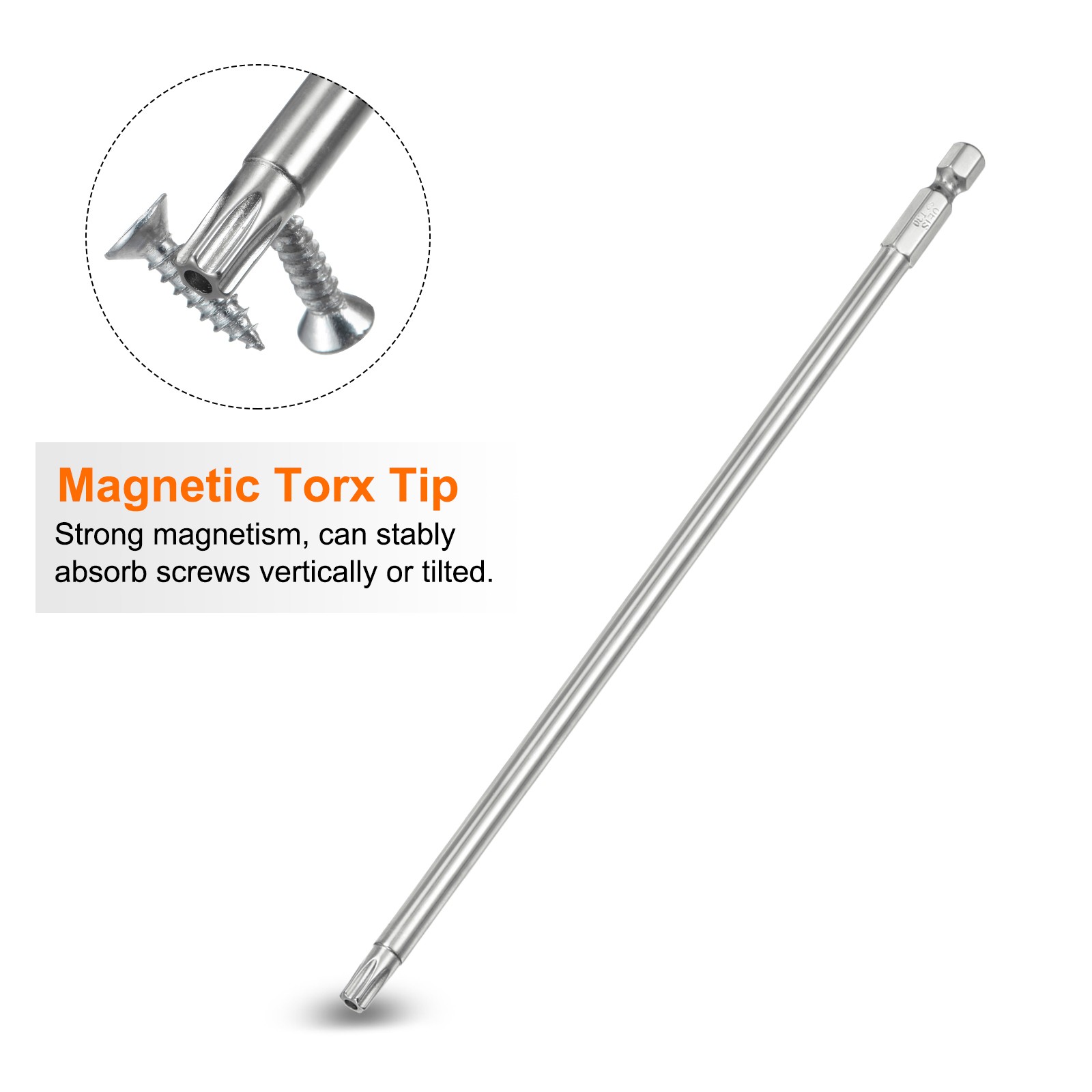 T30 Security Torx Bit 1/4″ Hex Shank 8″ Long Tamper Resistant Star Bits