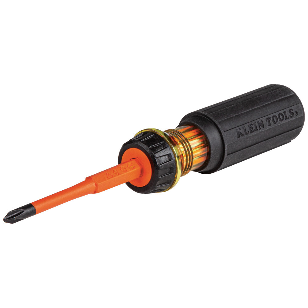 Klein Tools 32293 Flip-Blade Insulated Screwdriver, 2-in1, Ph Bit #2, Sl Bit 1/4