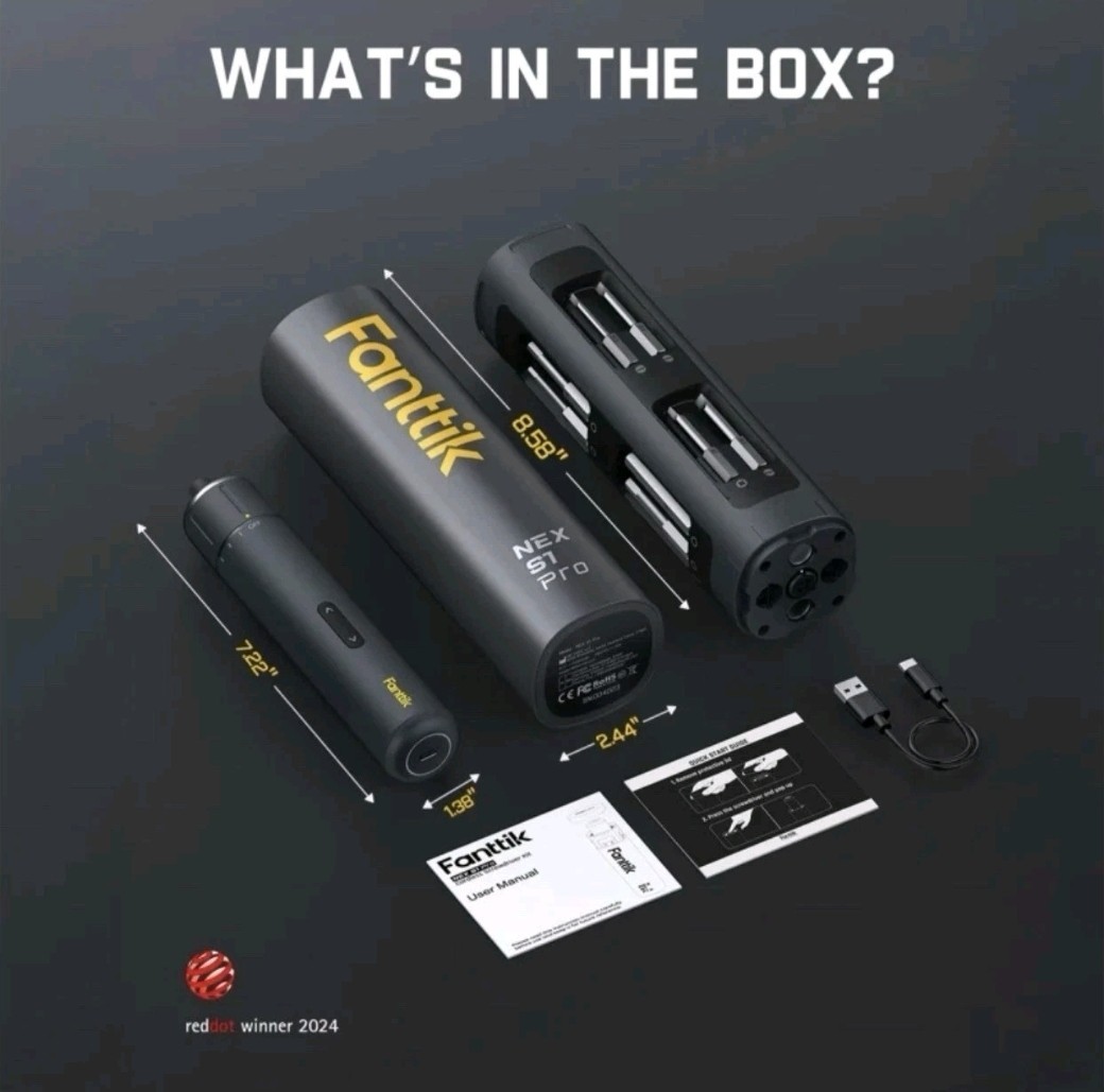 Fanttik S1 Pro Electric Power Screwdriver 16 S2 Steel Bits Rechargeable