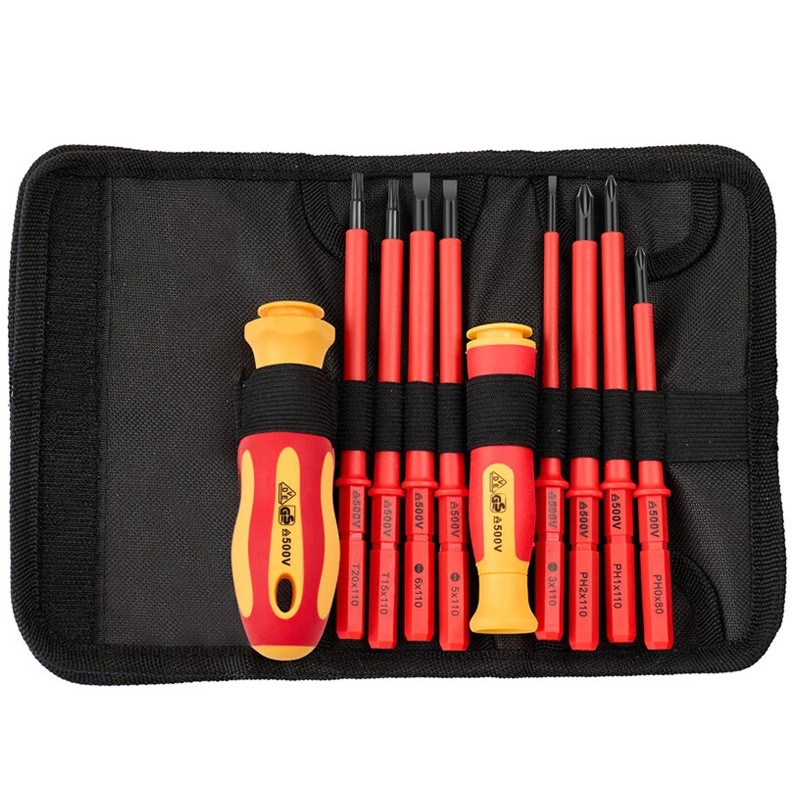 10-in-1 Electrician Insulated Screwdriver Set Magnetic Tip Slotted Phillips Tool
