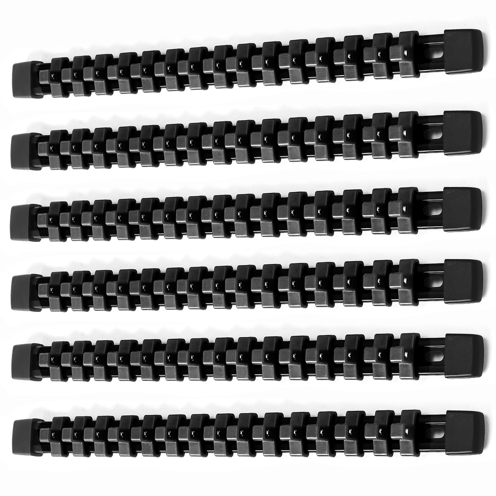 6 Pc Abs Socket Organizer 3/8 Inch Drive Socket Rail Holders Heavy Duty Socket R