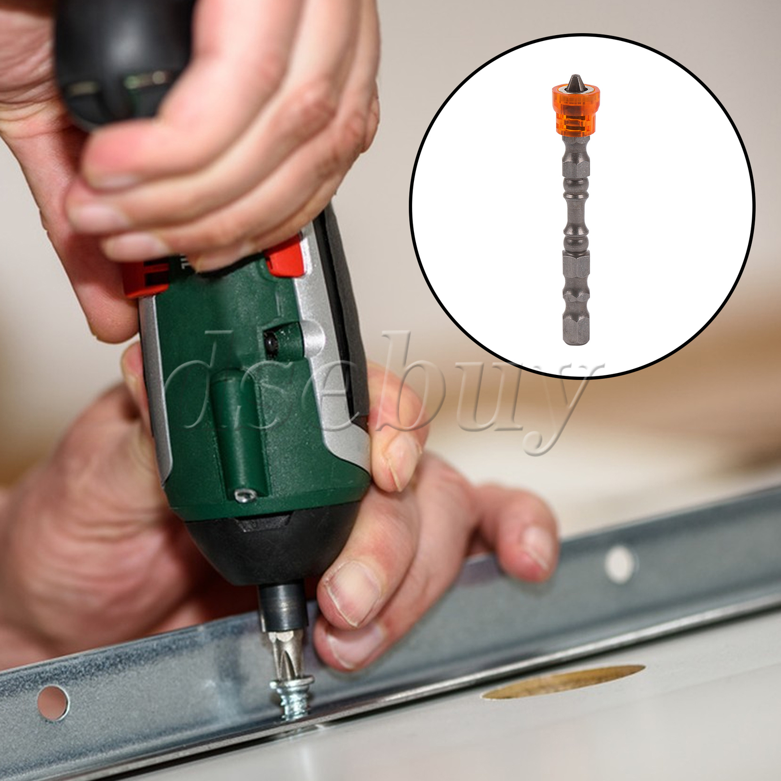 25PCS Magnetic Collar Design Chrome Steel Screwdriver Bit 1/4″ Hex Shank Orange