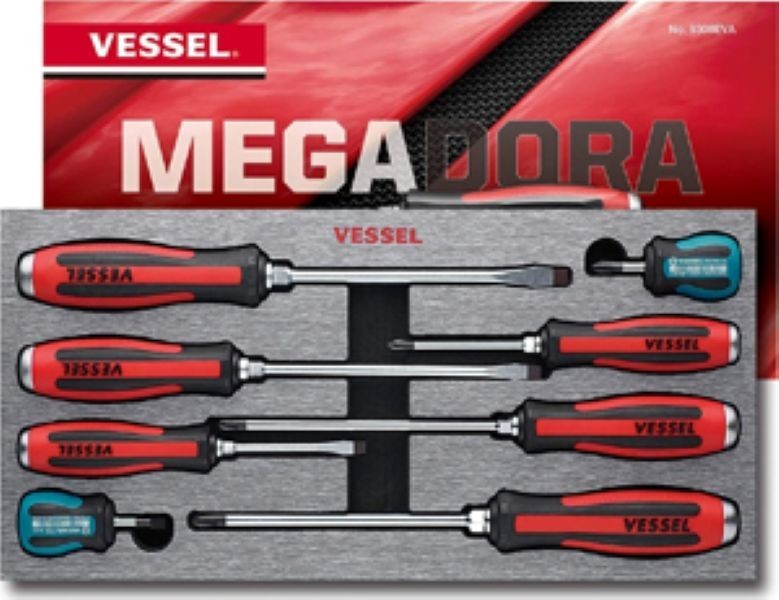 Vessel 9308EVA Megadora JAWSFIT Screwdriver 8 Pcs Set