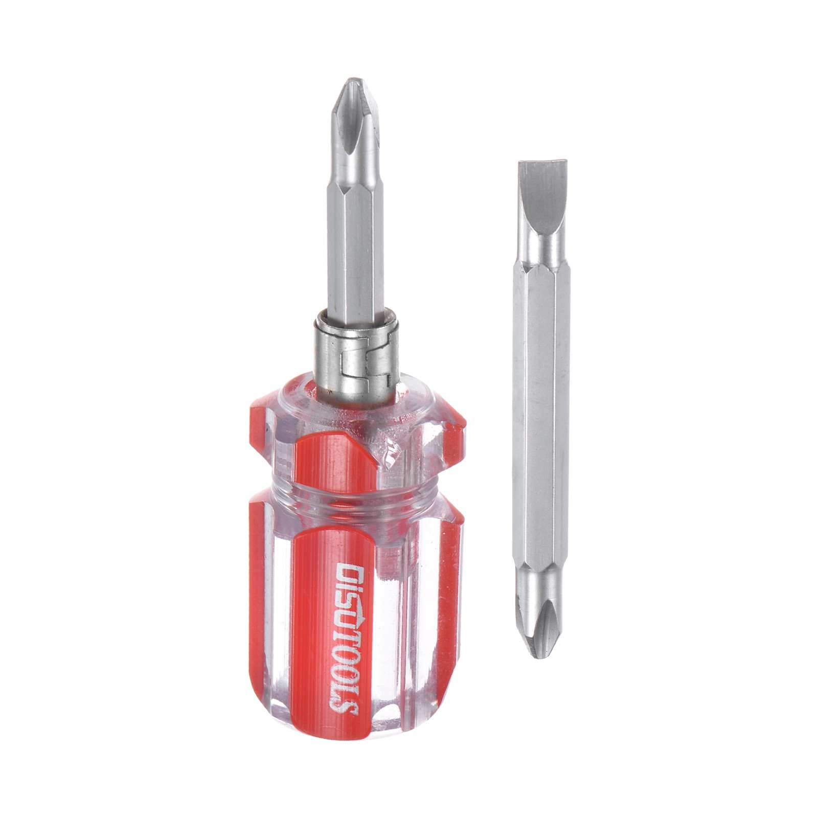 2 in 1 Short Screwdriver Stubby Magnetic Phillips Flat Head Screwdriver Red