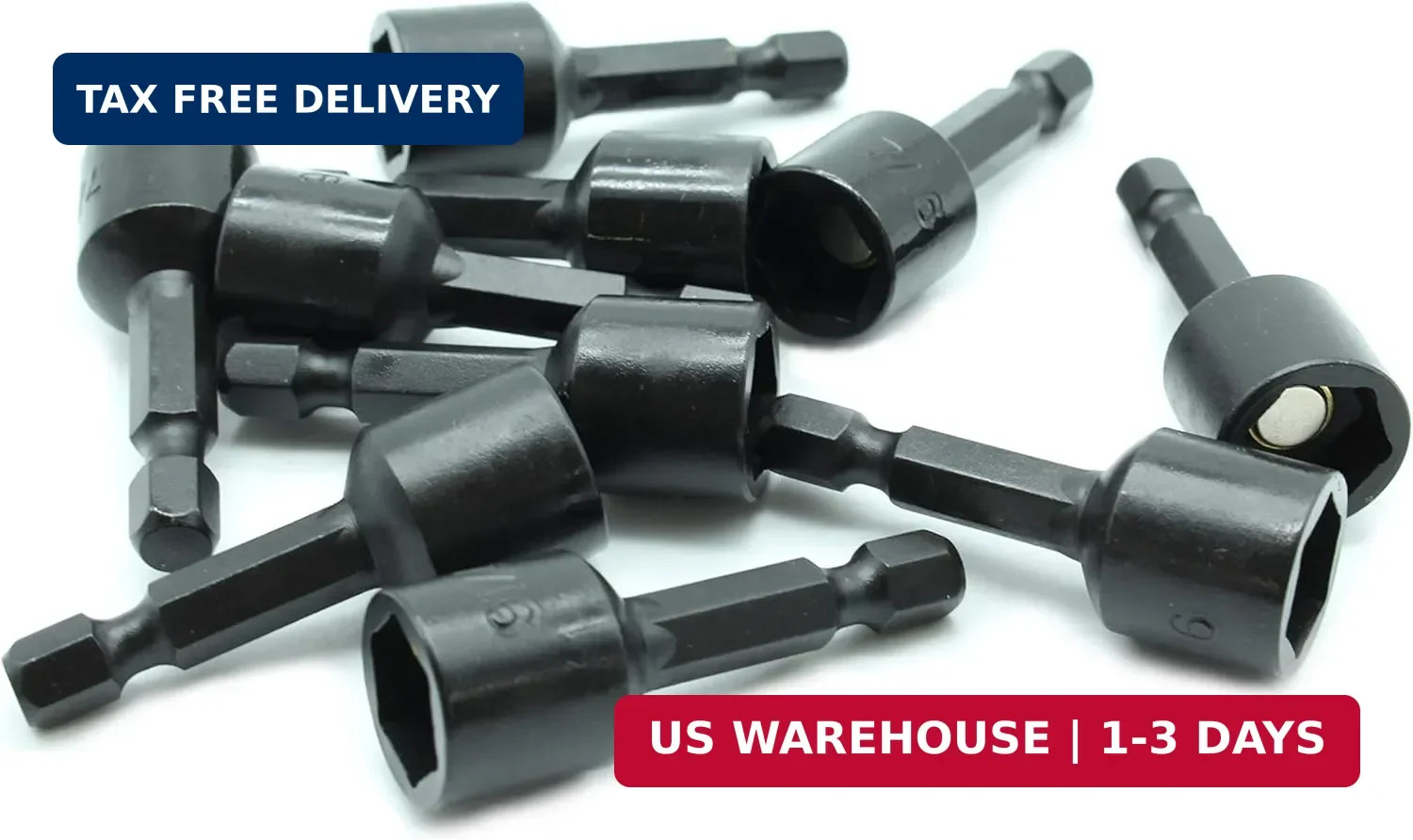 TEMO 10 pc Impact Ready Nut Driver 7/16 Inch Magnetic Nutsetter Set