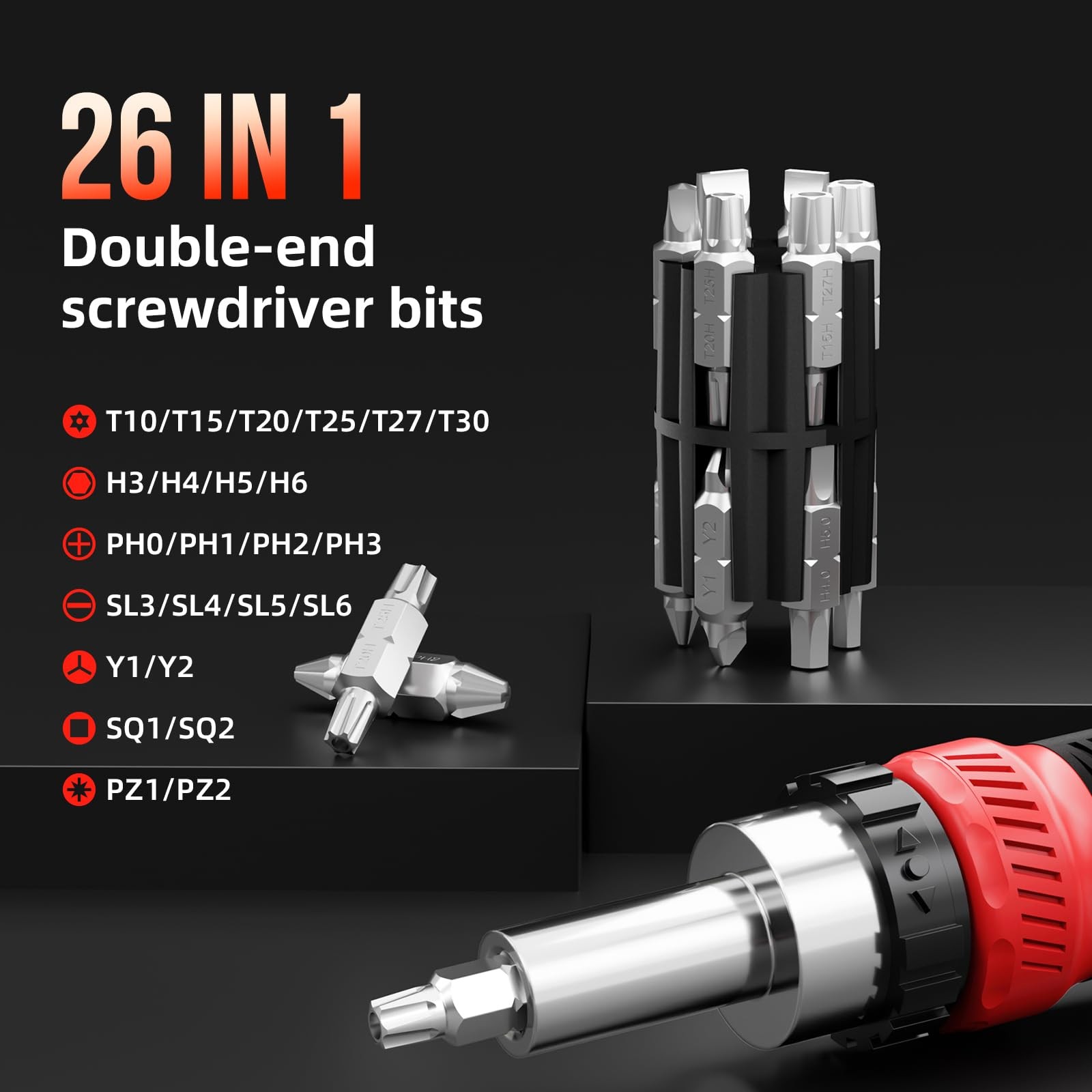 26-in-1 Ratcheting Screwdriver Set Multi Ratchet Screwdriver Multi Screwdrive…