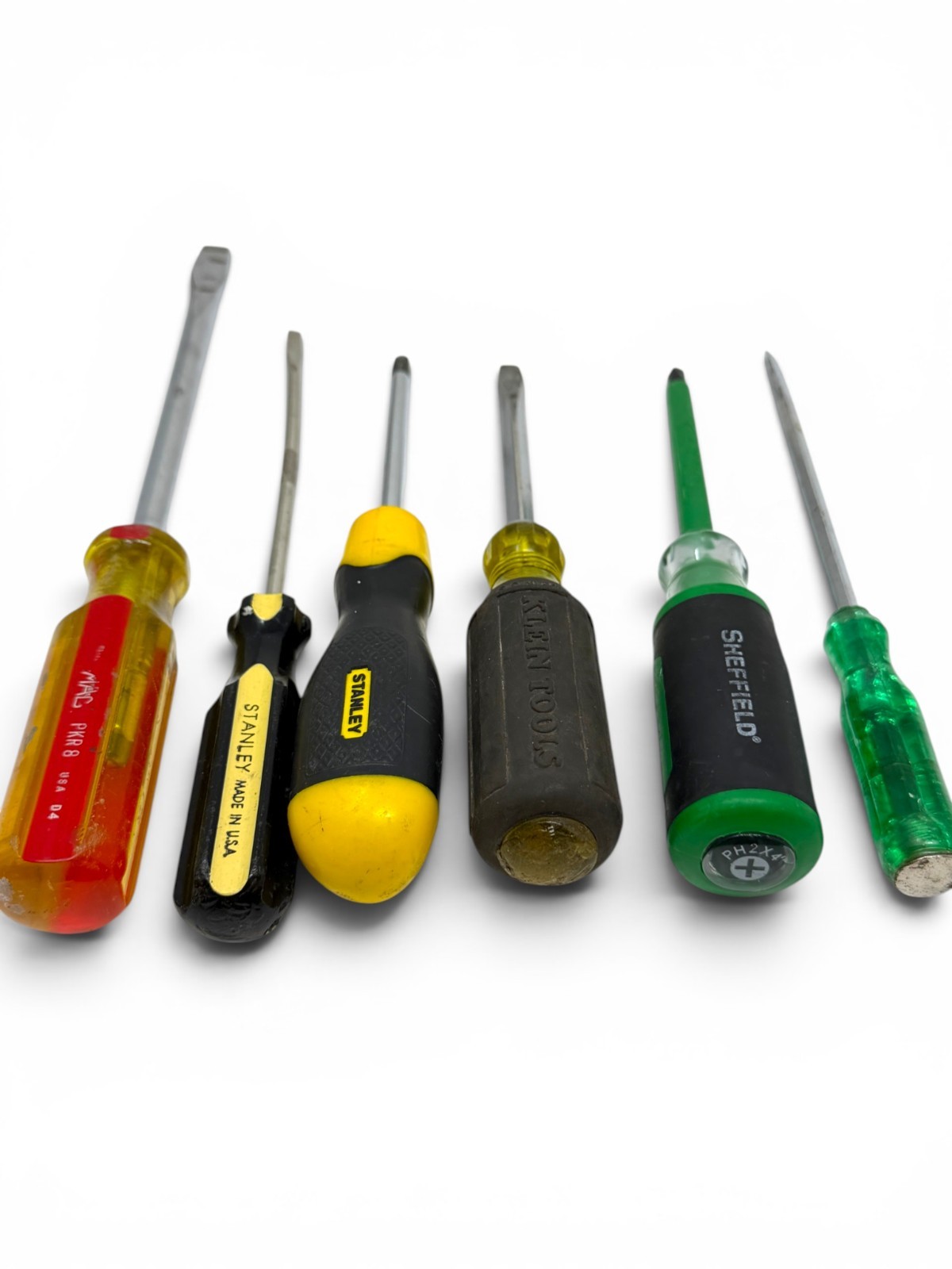 Vintage Klein, Sheffield, Mac Tools & Stanley USA Screwdriver Lot Set, 6 Pcs