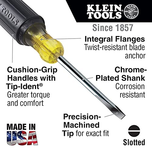 Klein Tools 608-8 Mini Flathead Screwdriver, 1/8-Inch Cabinet Tip with 8-Inch