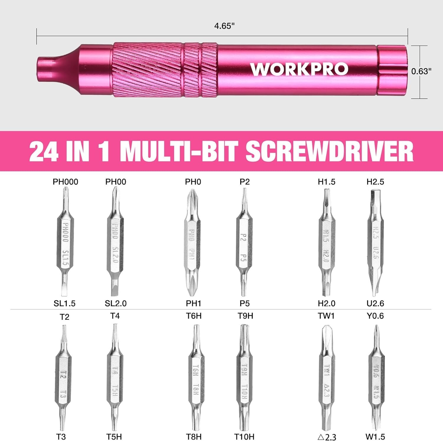 WORKPRO 24-in-1 Precision Screwdriver, Pen Style Multi-Bit Screwdriver S2 Steel