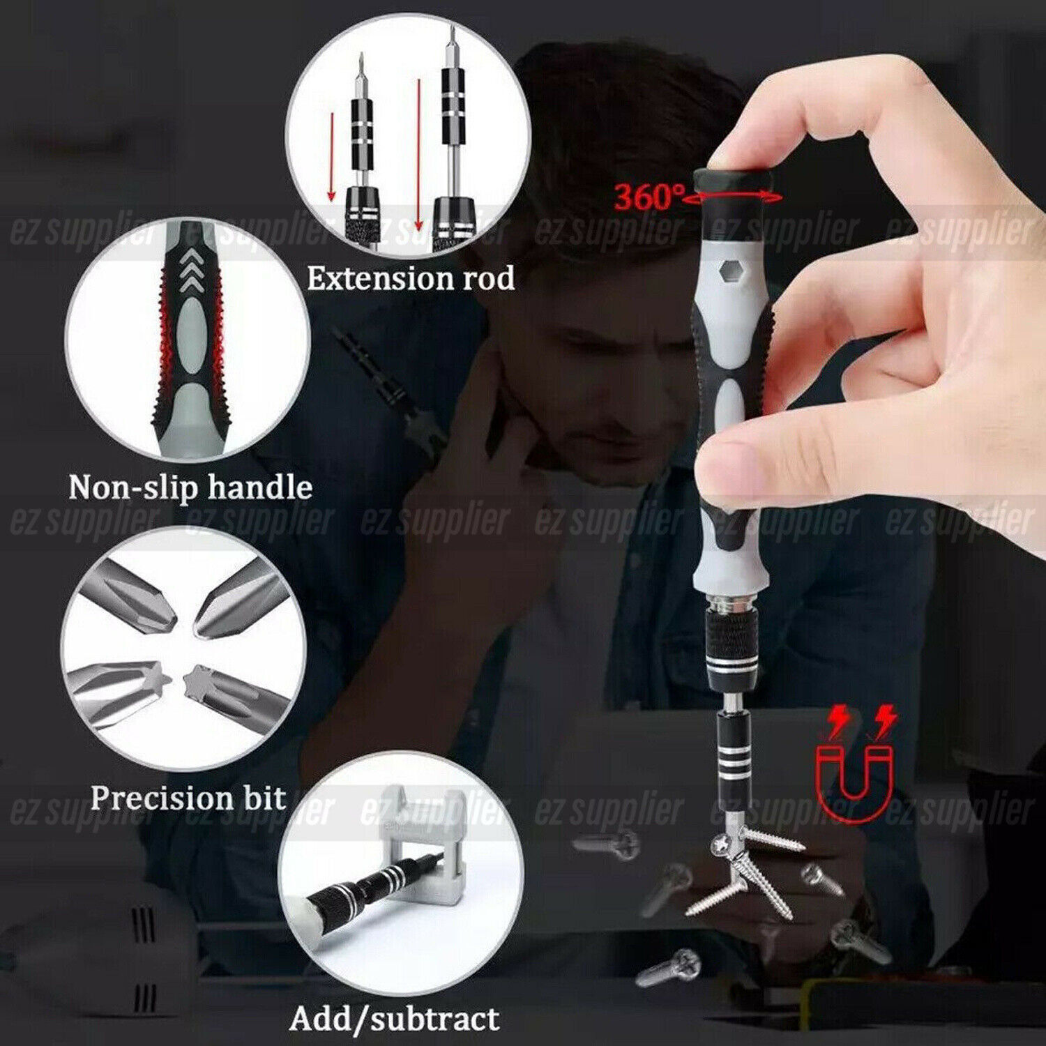 122 in 1 Precision Magnetic Screwdriver Set Computer Repair Kit with Case Black