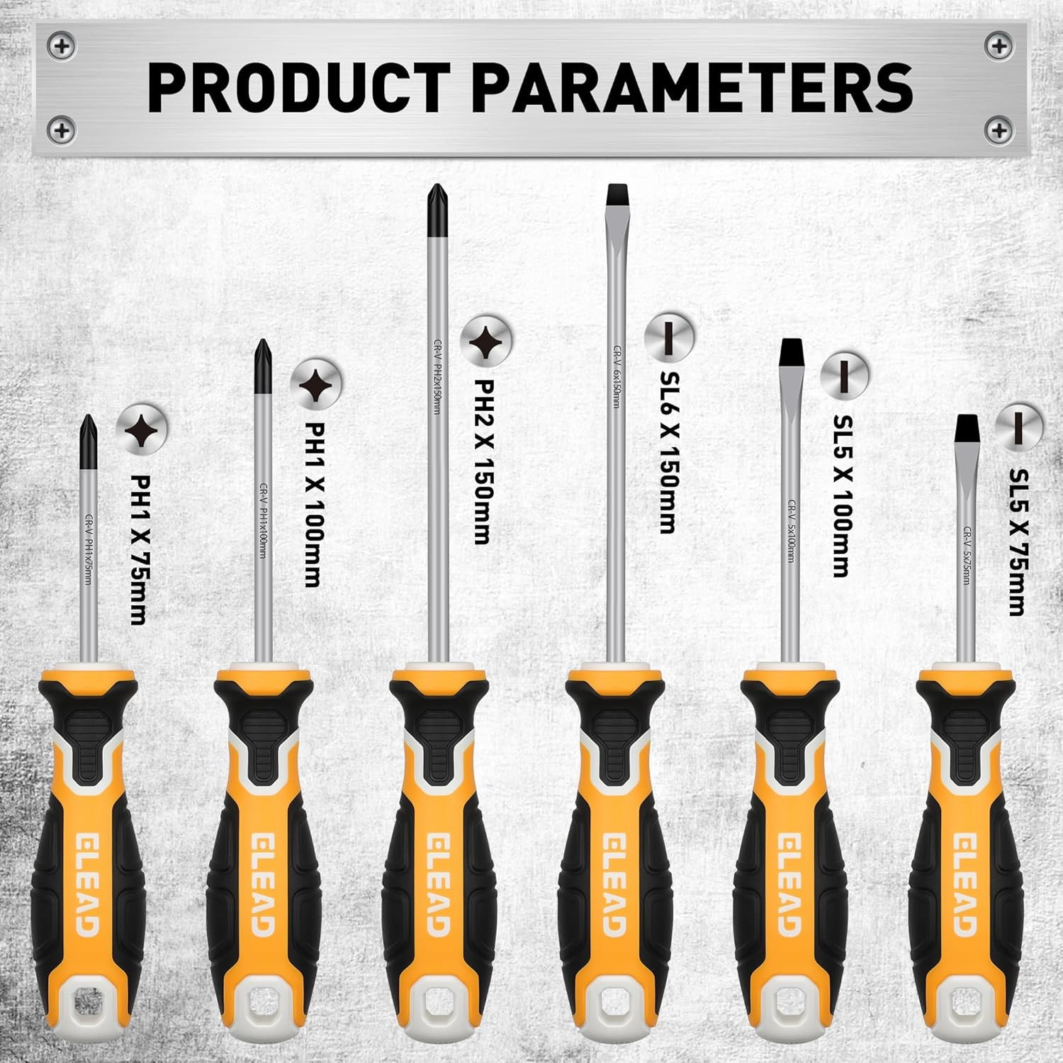 7PC Magnetic Screwdriver Set Phillips & Flathead CR-V Steel Repair Tools