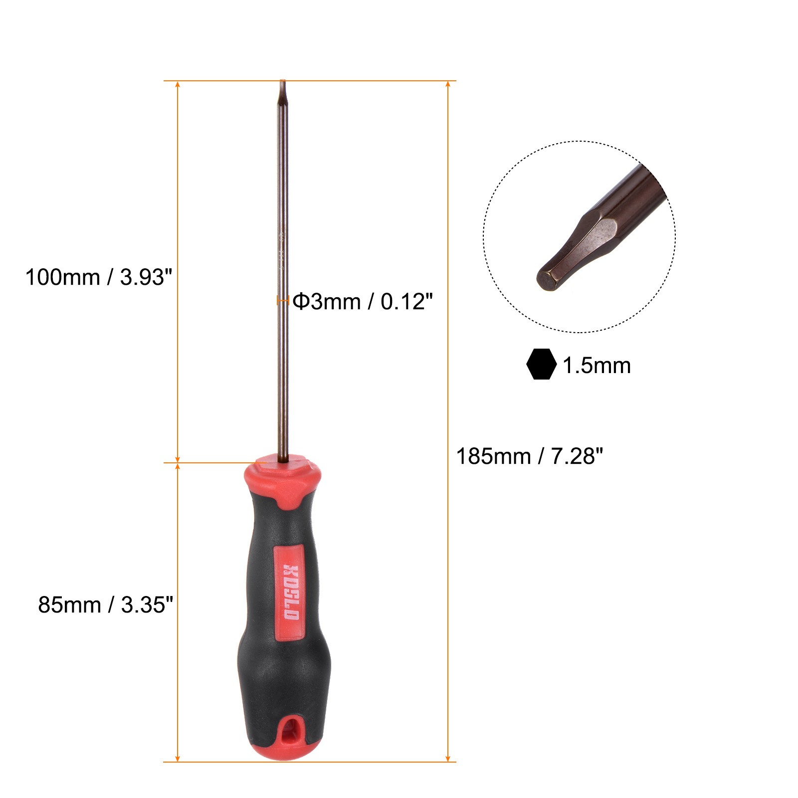 2pcs Hex Magnetic Wrench Screwdriver H1.5x100mm Hex Key Metric Driver Handle