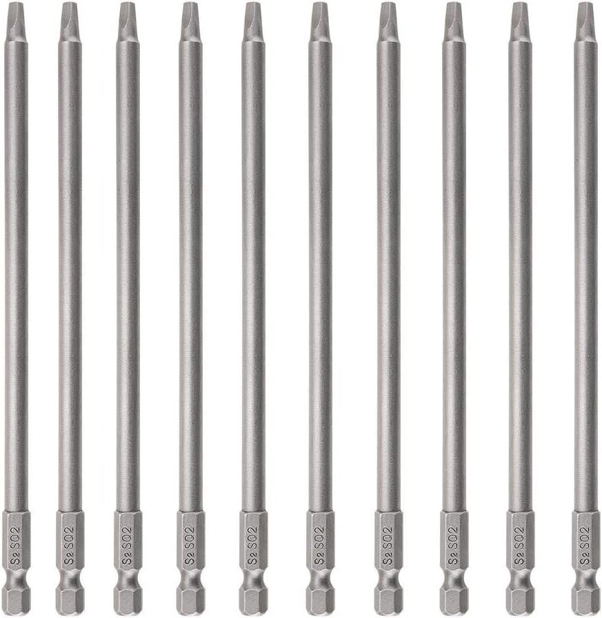 Rocaris 10pcs 1/4 Inch Hex Shank Long Magnetic Square Head One Size, Grey