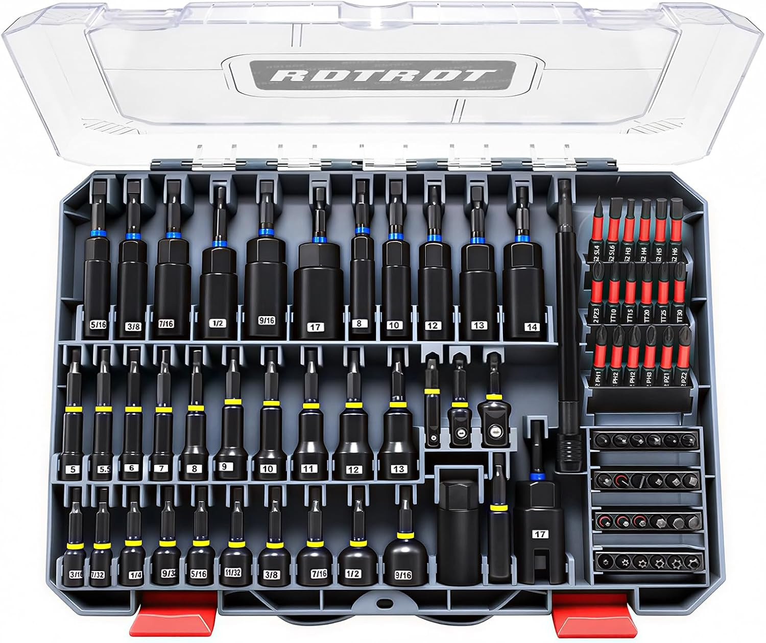 80-Piece Magnetic Impact Nut Driver Set, Sae/Metric Nut Driver Set, Socket Adapt