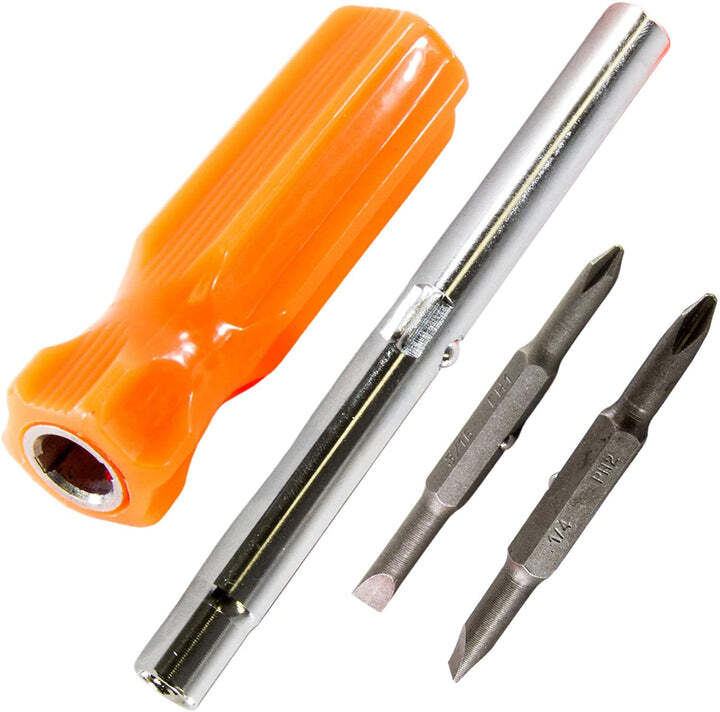 2 Pack 6 in 1 Security Screwdriver Nut Driver Flat Head & Phillips 1/4 5/16 #2