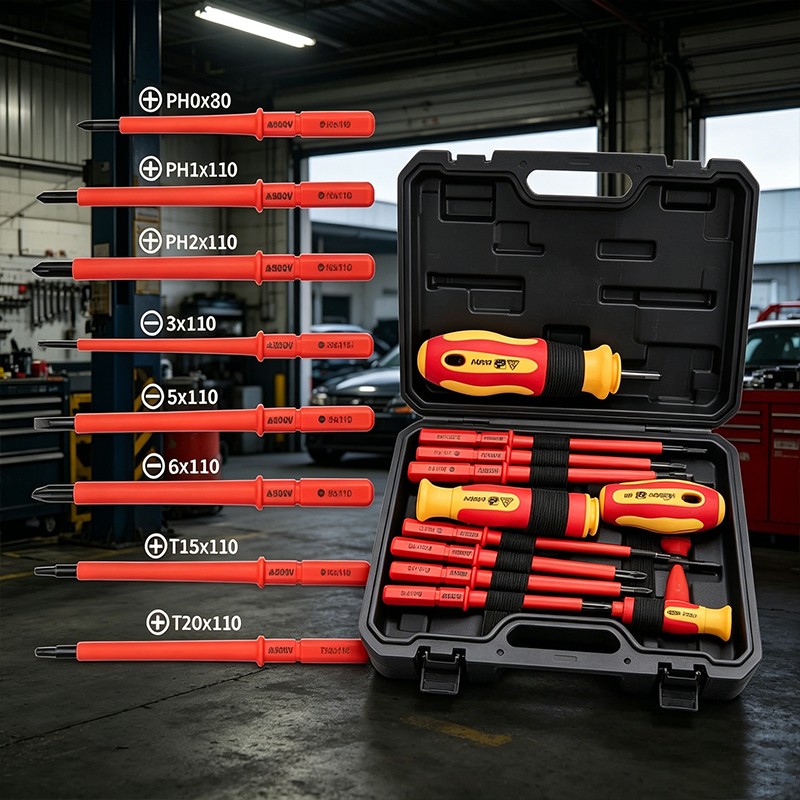 10-in-1 VDE Insulated Screwdriver Set Magnetic Phillips Slotted Torx with Pouch