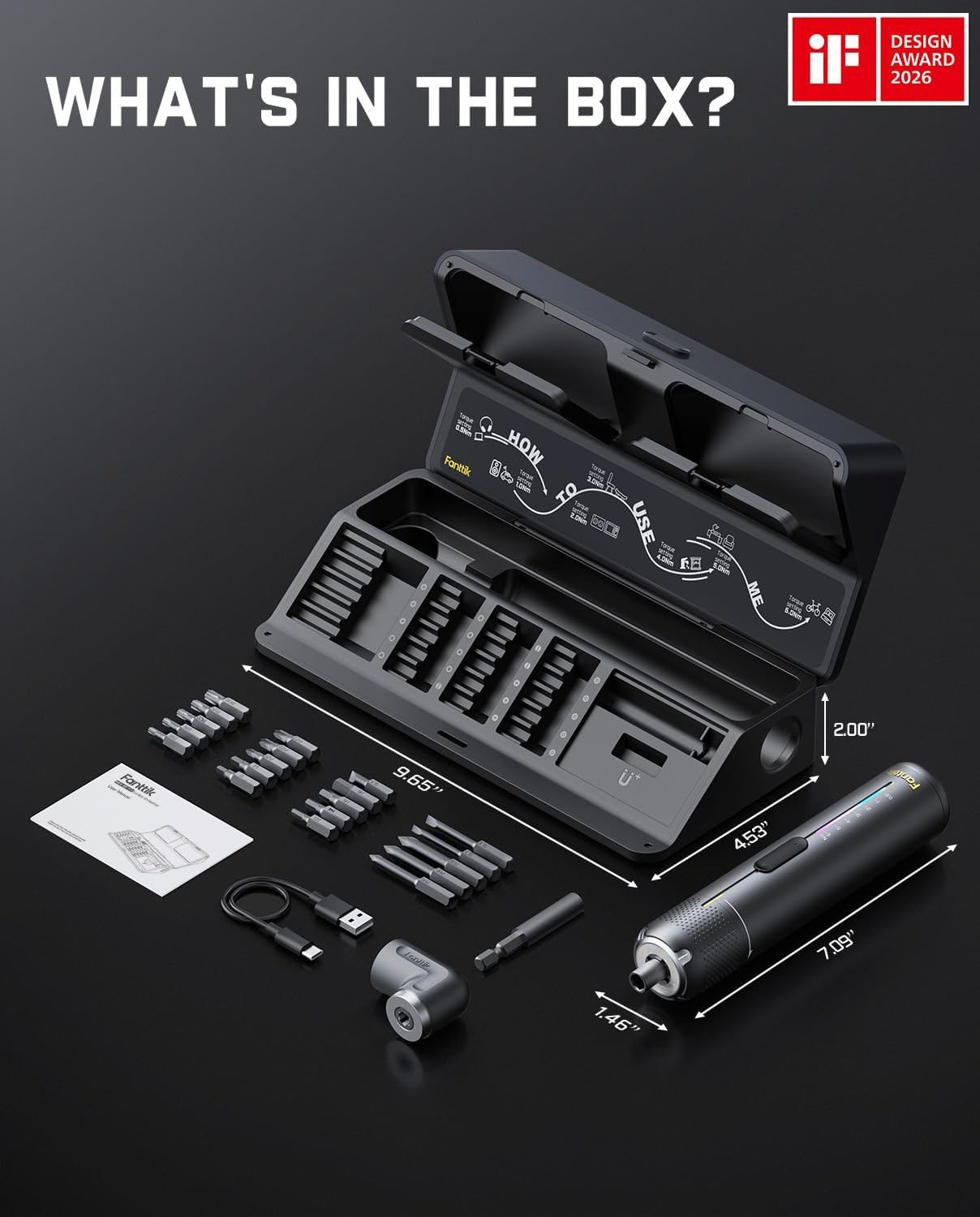 S2 Pro Electric Screwdriver, Cordless Screwdriver Set, 7 Torque Settings, 0.5 to