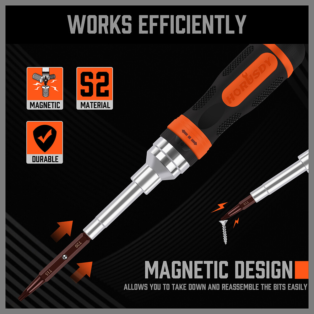 18in1 Ratchet Screwdriver Set Magnetic Security Bits Ball Lock Anti-Slip Handle
