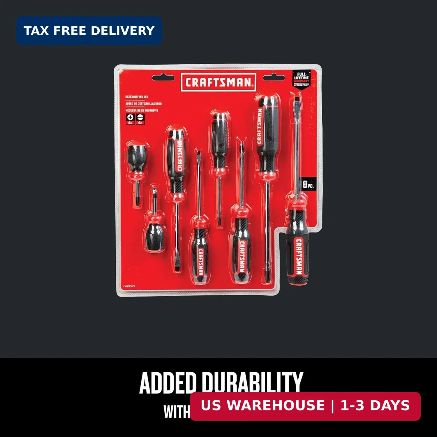 CRAFTSMAN Screwdriver Set, Bi-Material, 8 Piece Set (CMHT65075N)