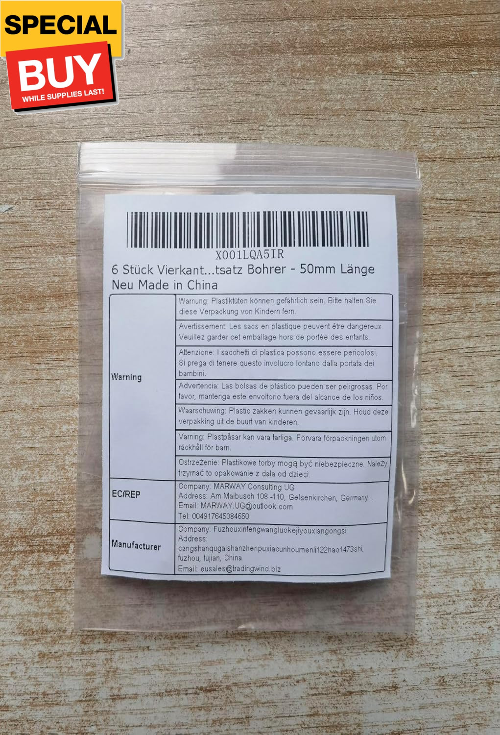 6 Pieces Square Screwdriver Bits, 1/4 inch Hex Shank S2 Steel Square SQ1 SQ2 SQ3