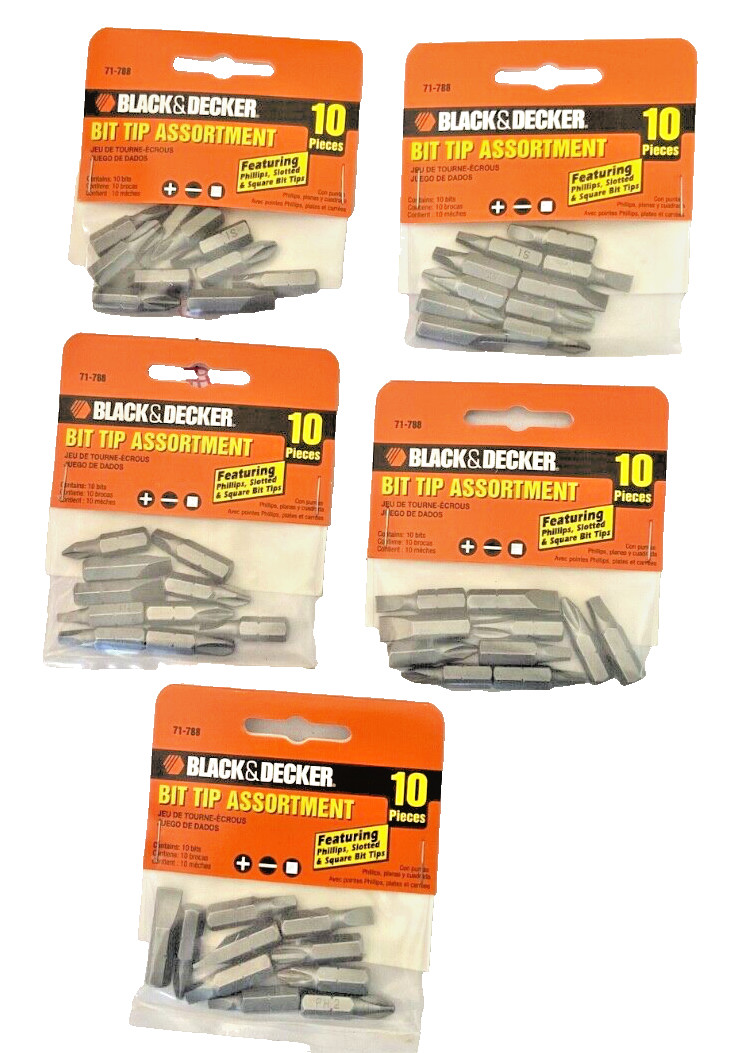 Black $ Decker 5 sets 10 PCS per set #71 788 4 Phillips 3 Slot & 3 Square