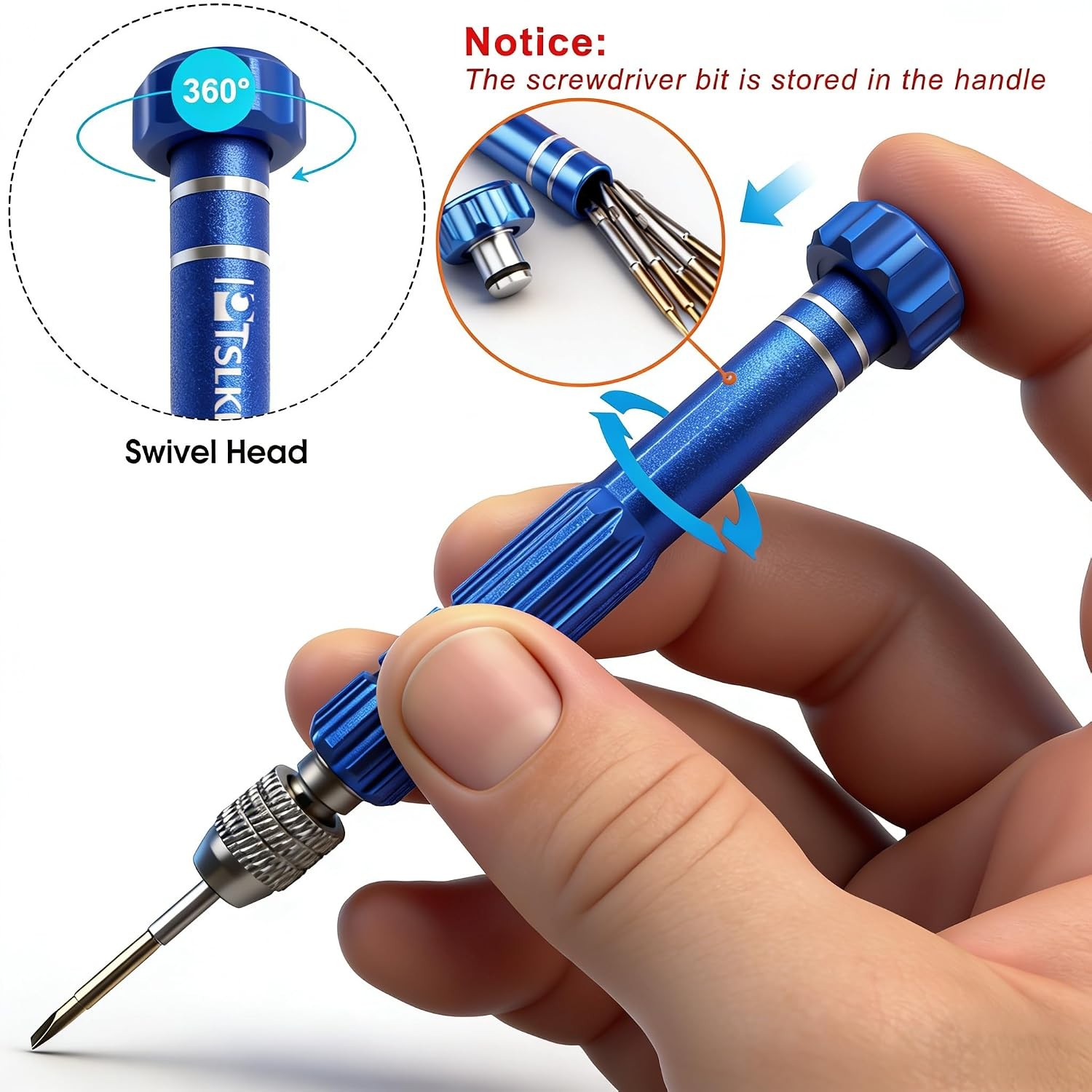 Multifunctional 5in1 Small Magnetic S2 Steel Blue Screwdriver Tool Set Piece