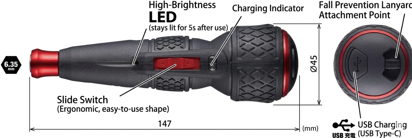 VESSEL 220USBC Electric Ball Grip Screwdriver II USB-C 3Nm Cordless Japan