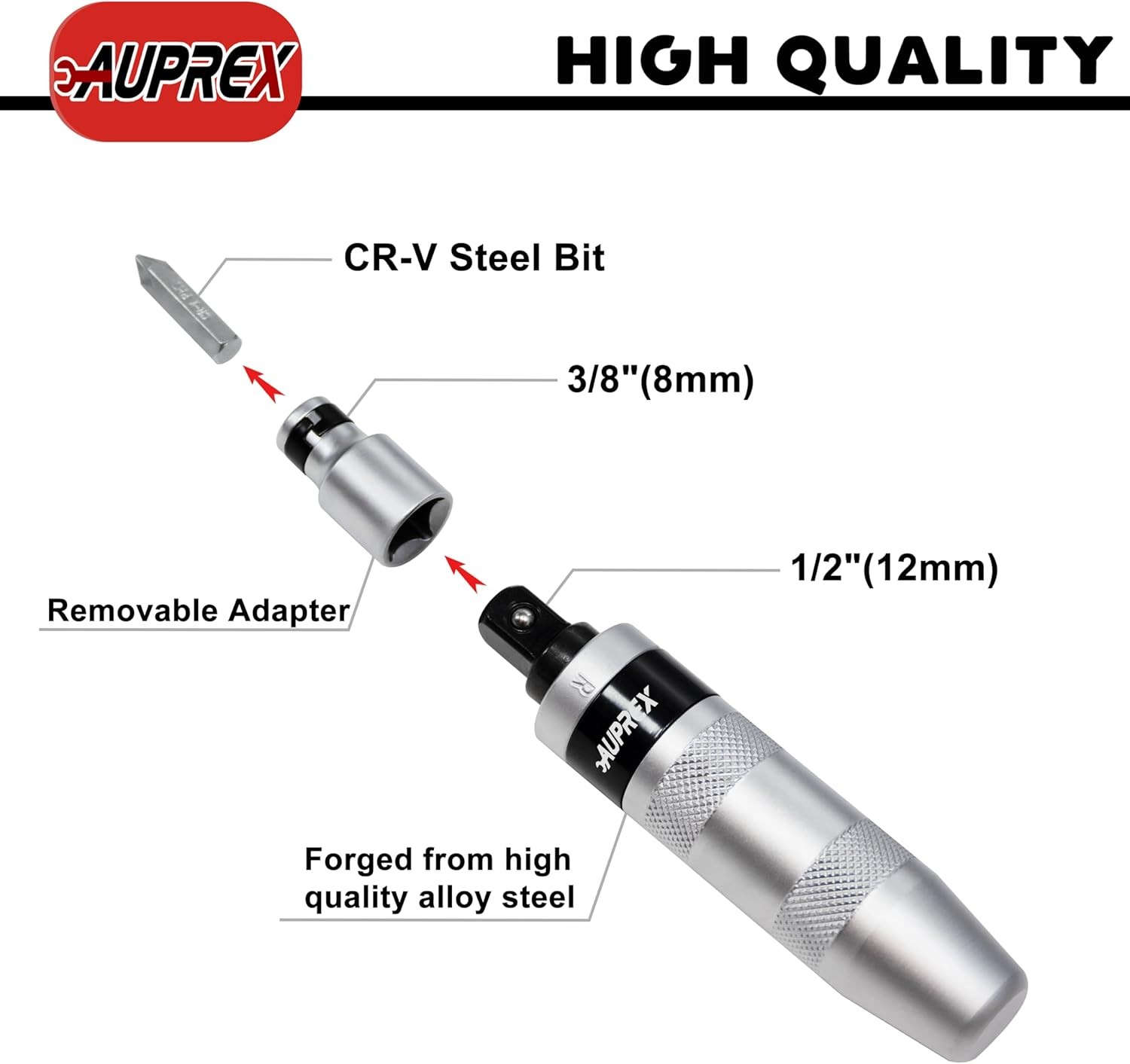 Manual Impact Screwdriver, 1/2” Reversible Hand Impact Driver Set, Hammer Screwd