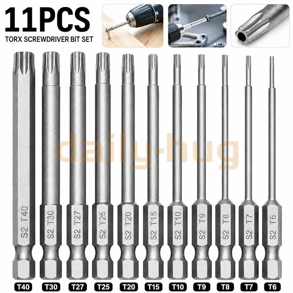 11PCS T6-T40 Magnetic Head Torx Screwdriver Bit Set Security Tamper Proof Star
