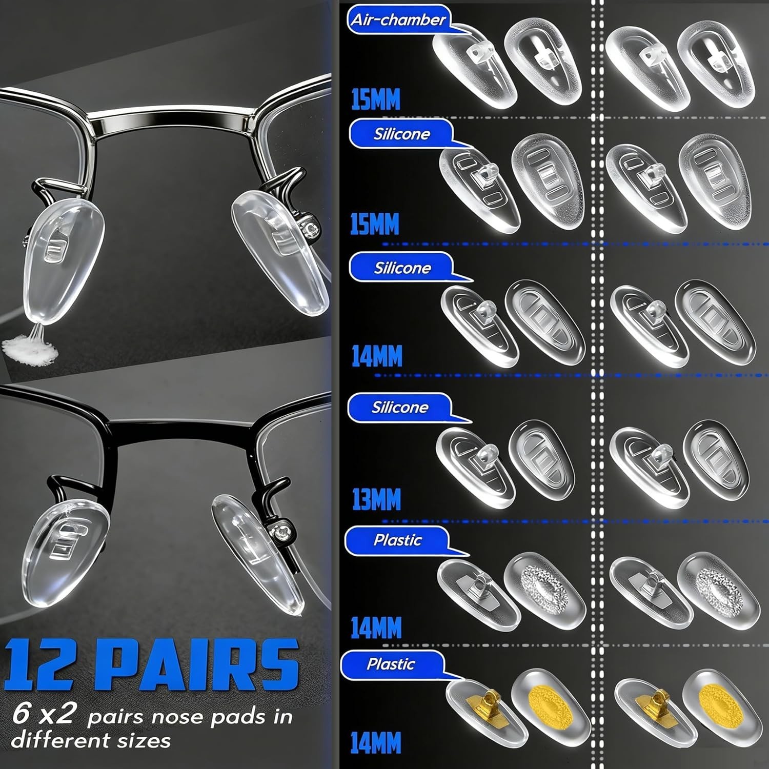 Magnetic Eyeglass Repair Kit Screws Nose Pads Precision Screwdriver Tool Set Cas