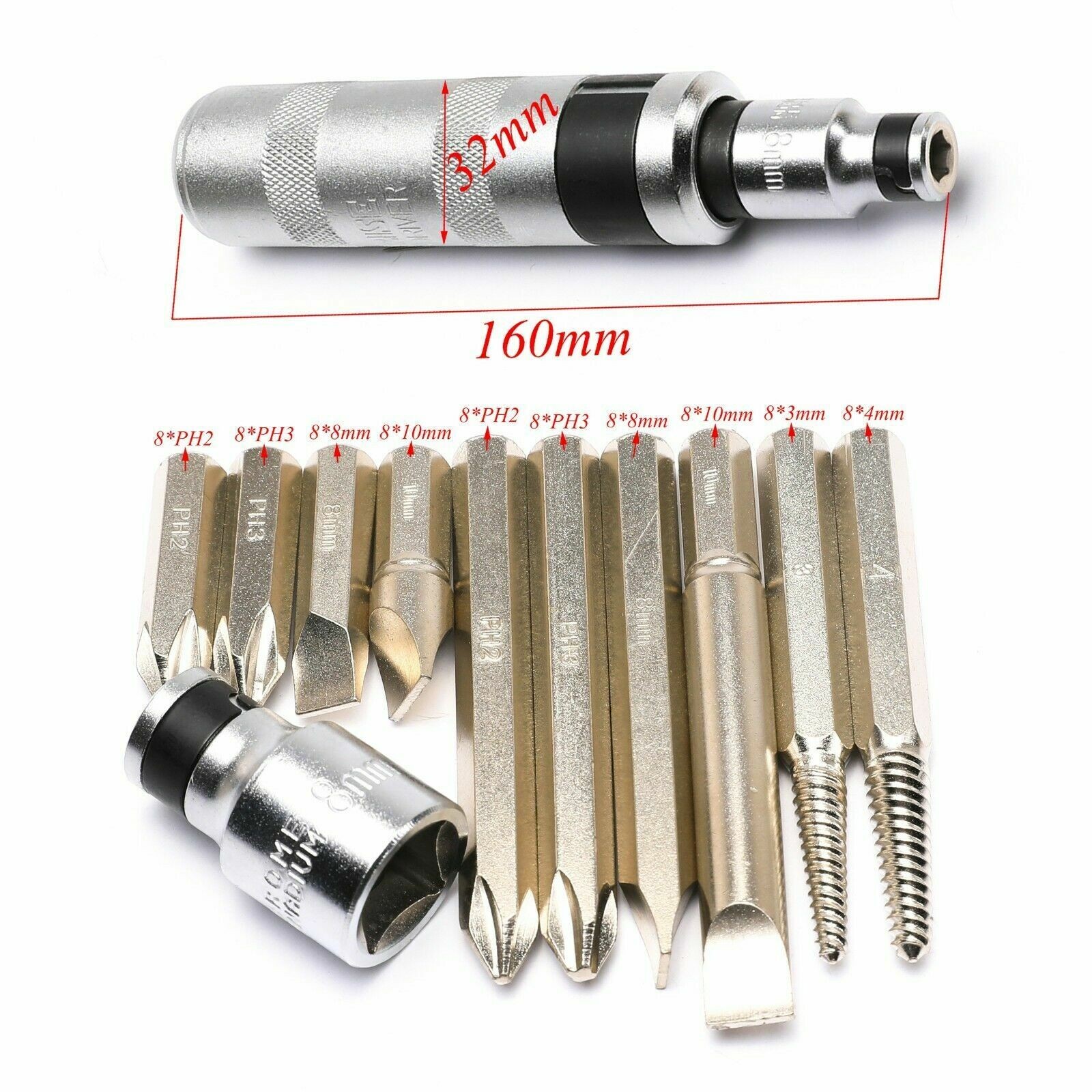 Auto Manual Reversible Impact Driver Kit Automotive Impact Hammer Screwdriver US