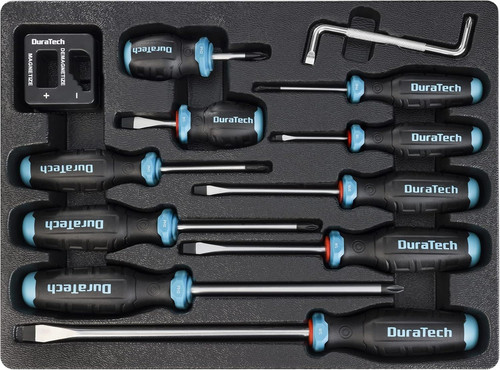DURATECH 12-Piece Magnetic Screwdriver Set, 5 Phillips Black, Blue, Silver