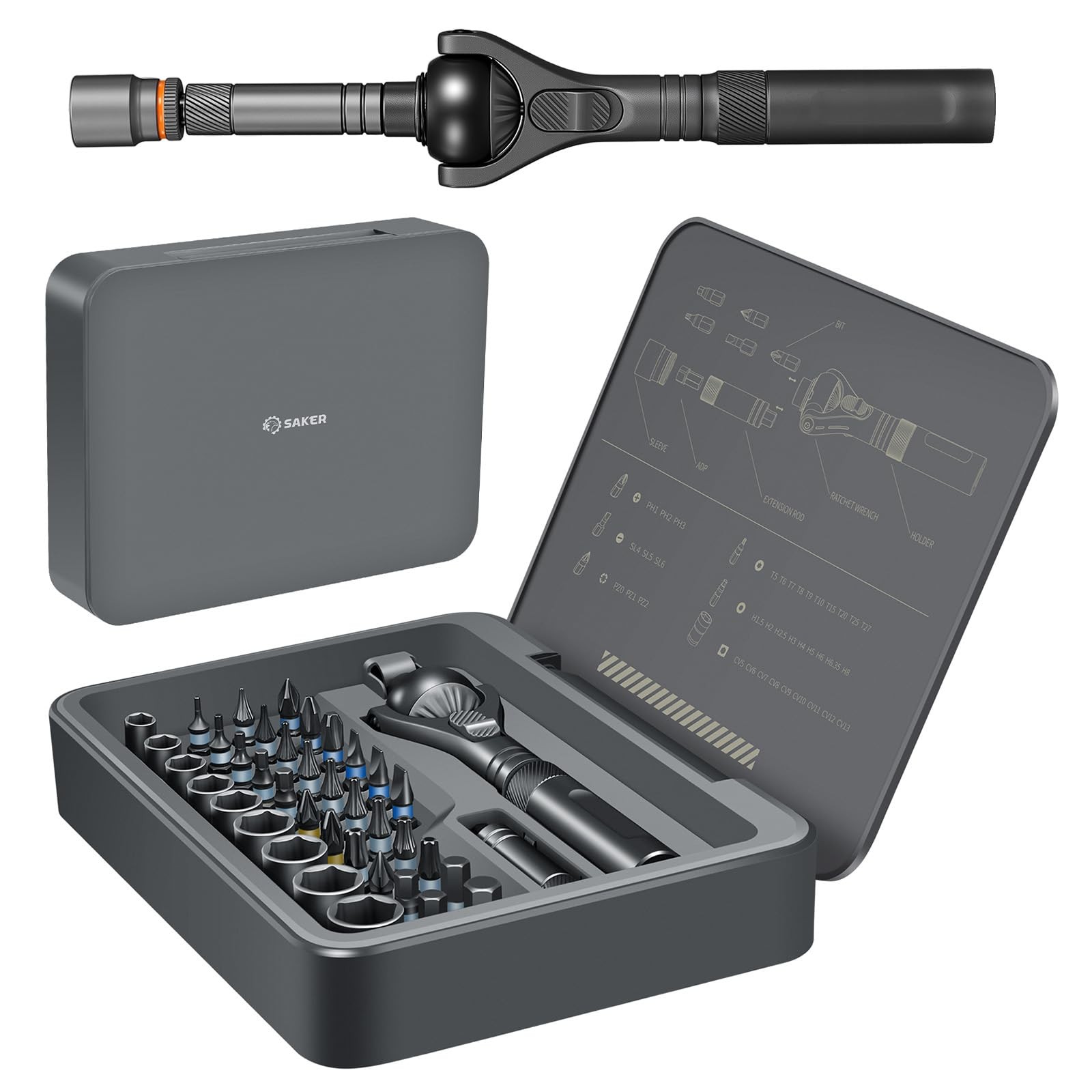 40 In 1 Magnetic Ratchet Screwdriver Set Multi Bit Precision Repair Tools