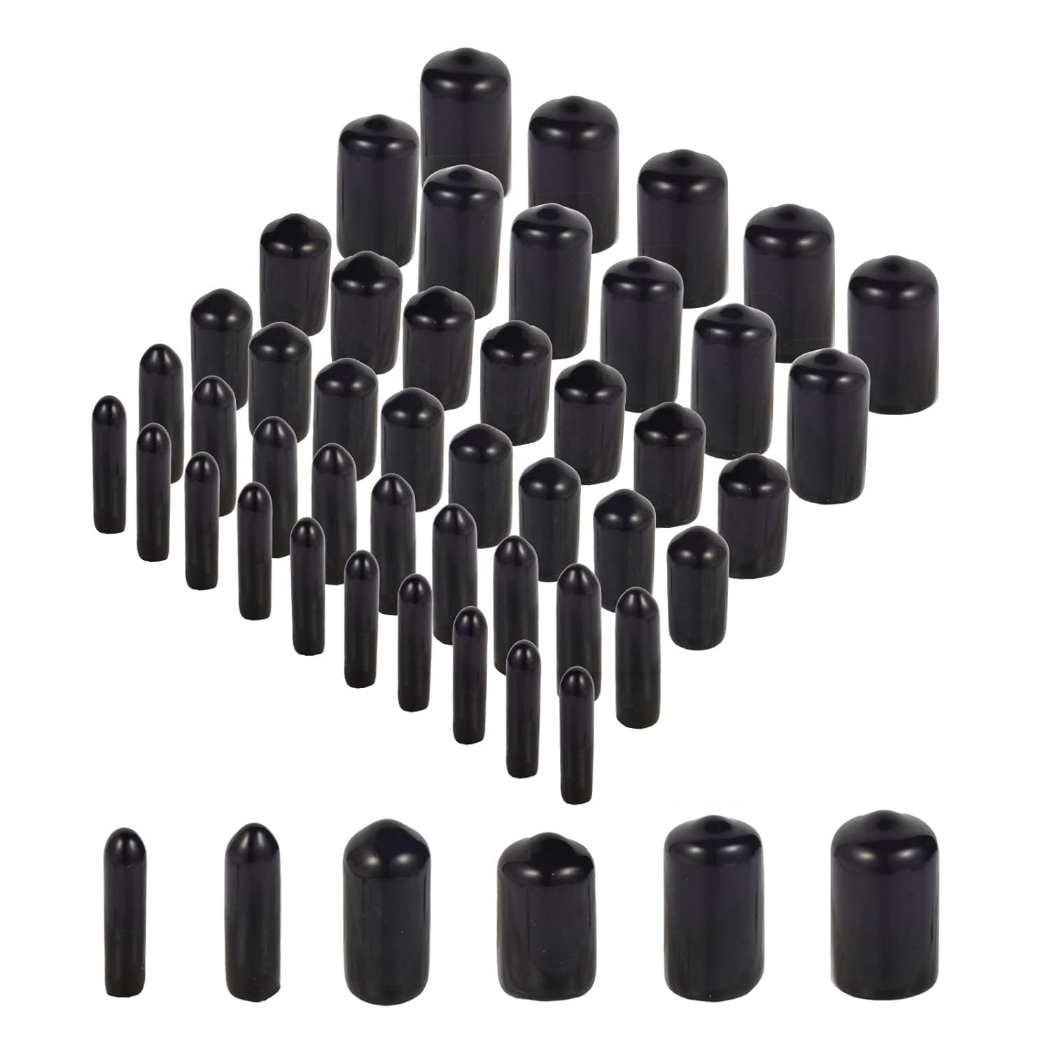 Aleric Rubber End Caps – 60pcs Flexible Screw Thread Protector Covers Black
