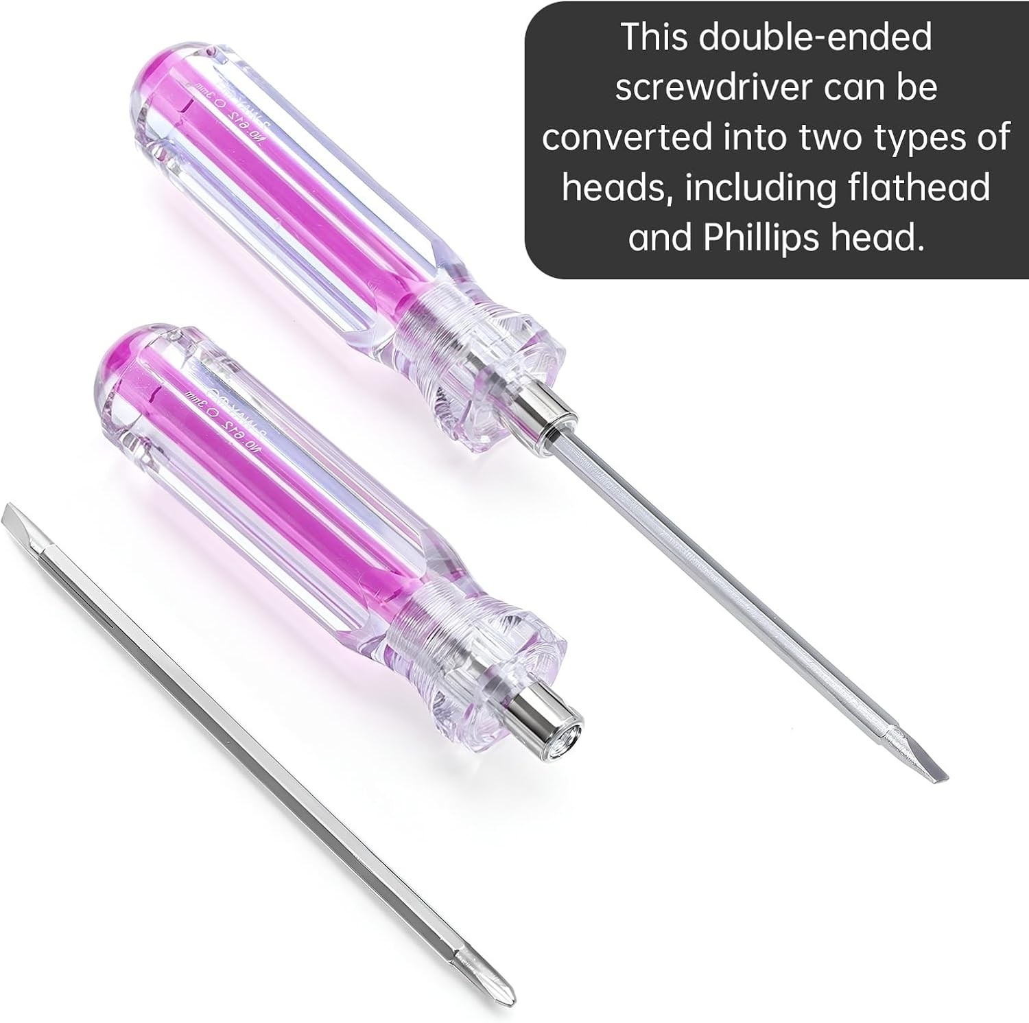 3Pcs 2-in-1 Stubby Screwdriver Set Magnetic Phillips Flathead Pocket Tool Purple