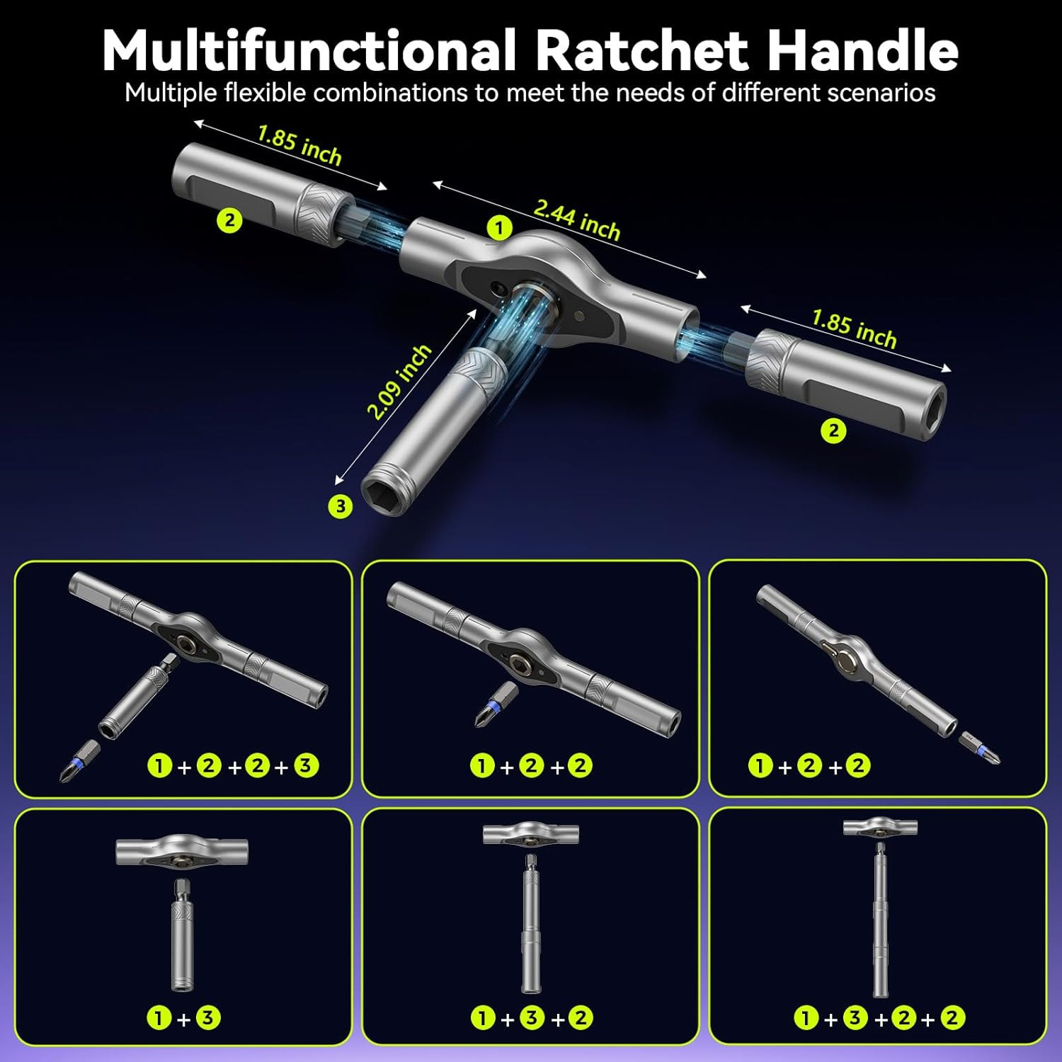 25 in 1 Magnetic Ratchet Screwdriver Set, S2 Steel Bits & 7 CR-V Sockets, Flexib