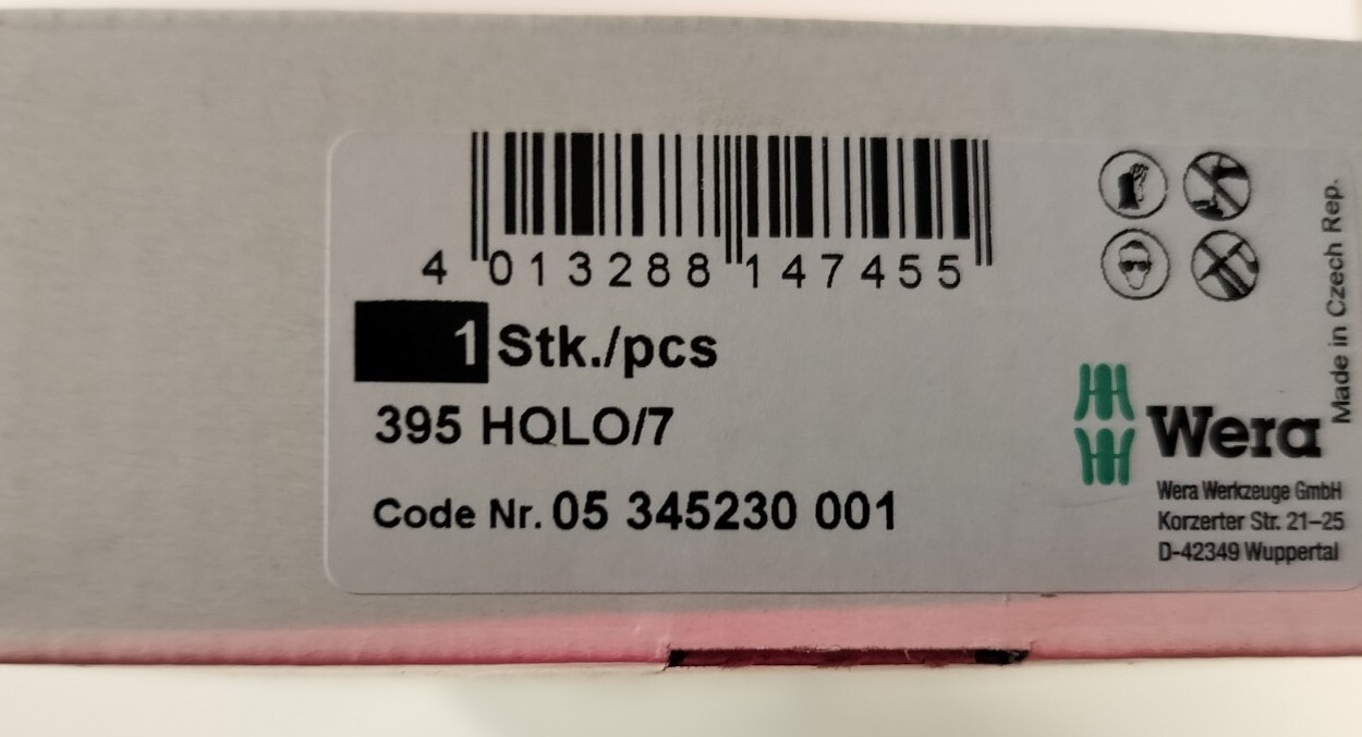 New. Wera Nut Driver Set of 7 Pieces, SAE Hollow , 395 HOLO/7