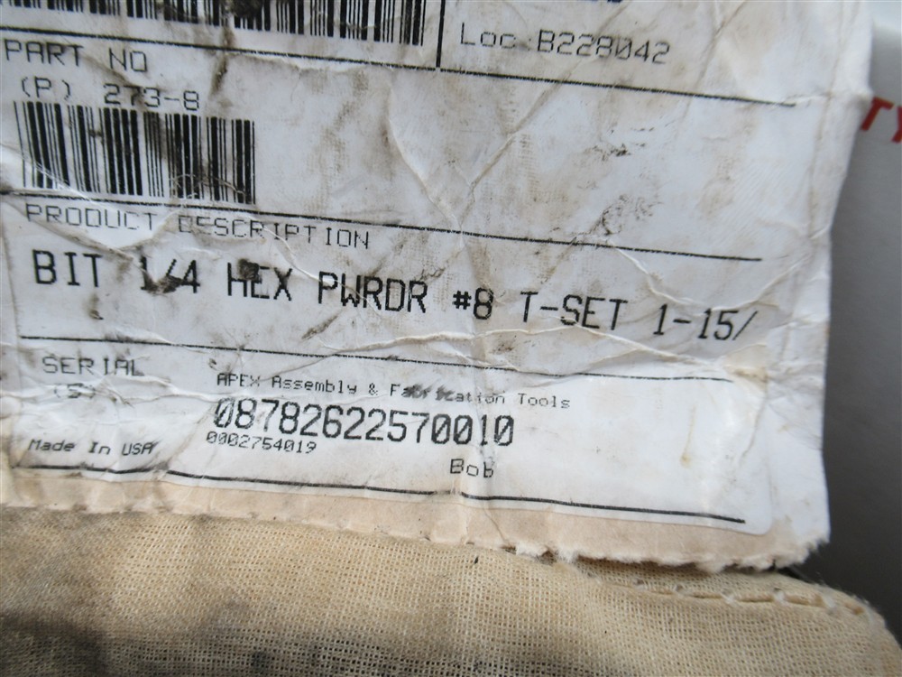 Apex 273-8 , 1/4” Torq-Set #8 Hex Power Drive Bits