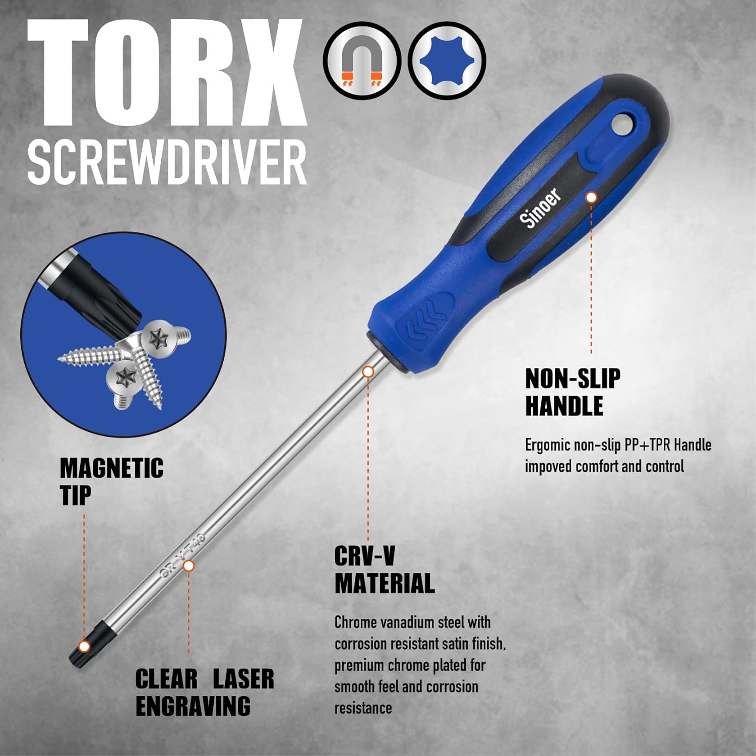 14PC Torx Star Screwdriver Set Magnetic T5-T40 CR-V Steel Repair Tools