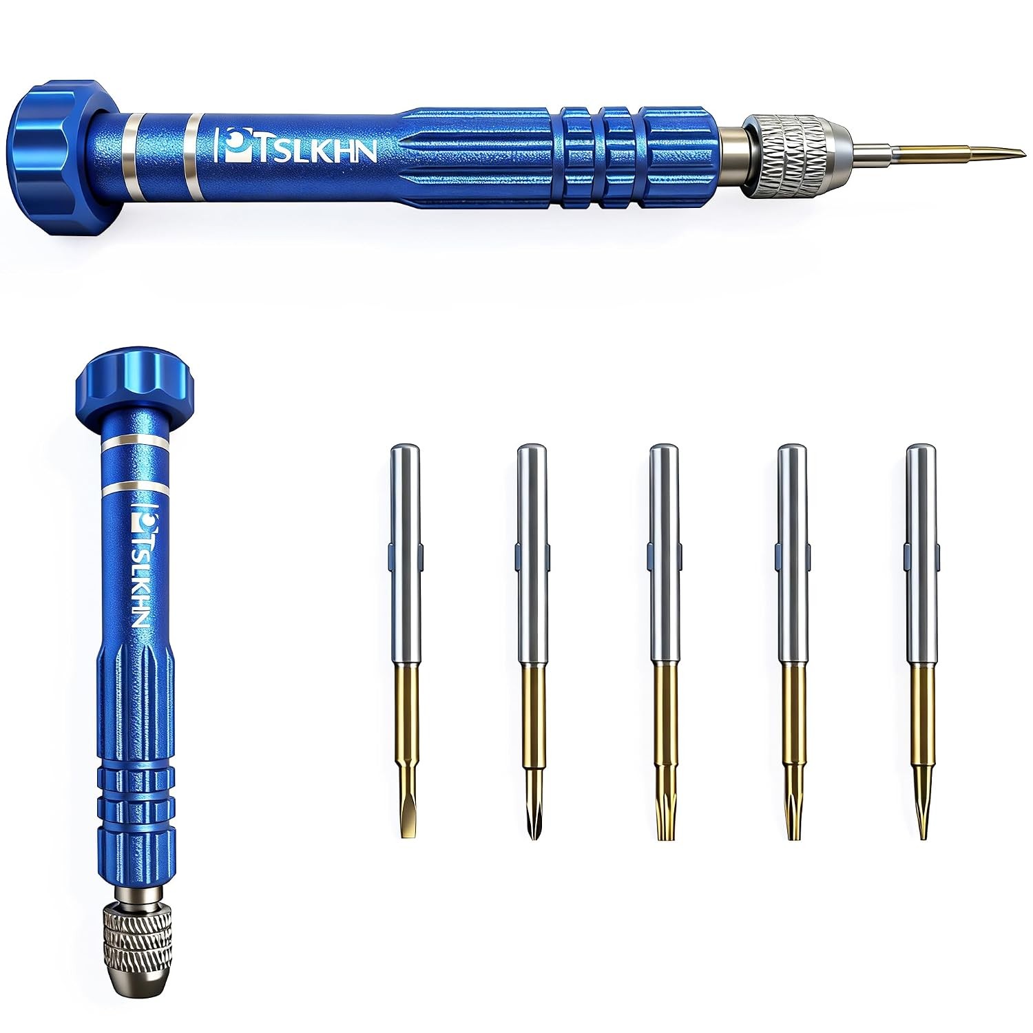 Multifunctional 5in1 Small Magnetic S2 Steel Blue Screwdriver Tool Set Piece