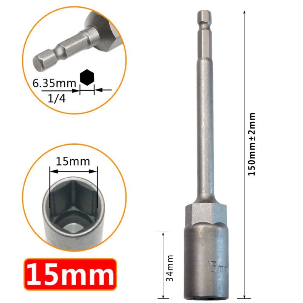Machinery Carpentry Socket Wrench Pistol Drills Hexagon Nut 150mm Adapter