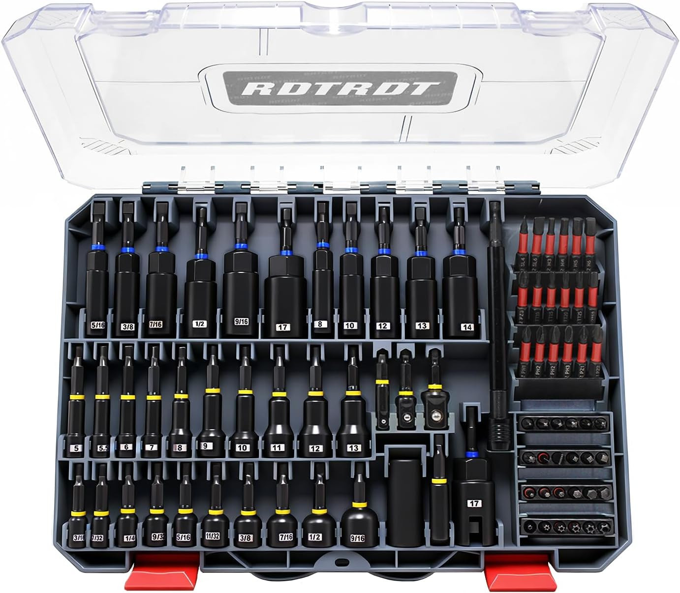 80-Piece Magnetic Impact Nut Driver Set, Sae/Metric Nut Driver Set, Socket Adapt