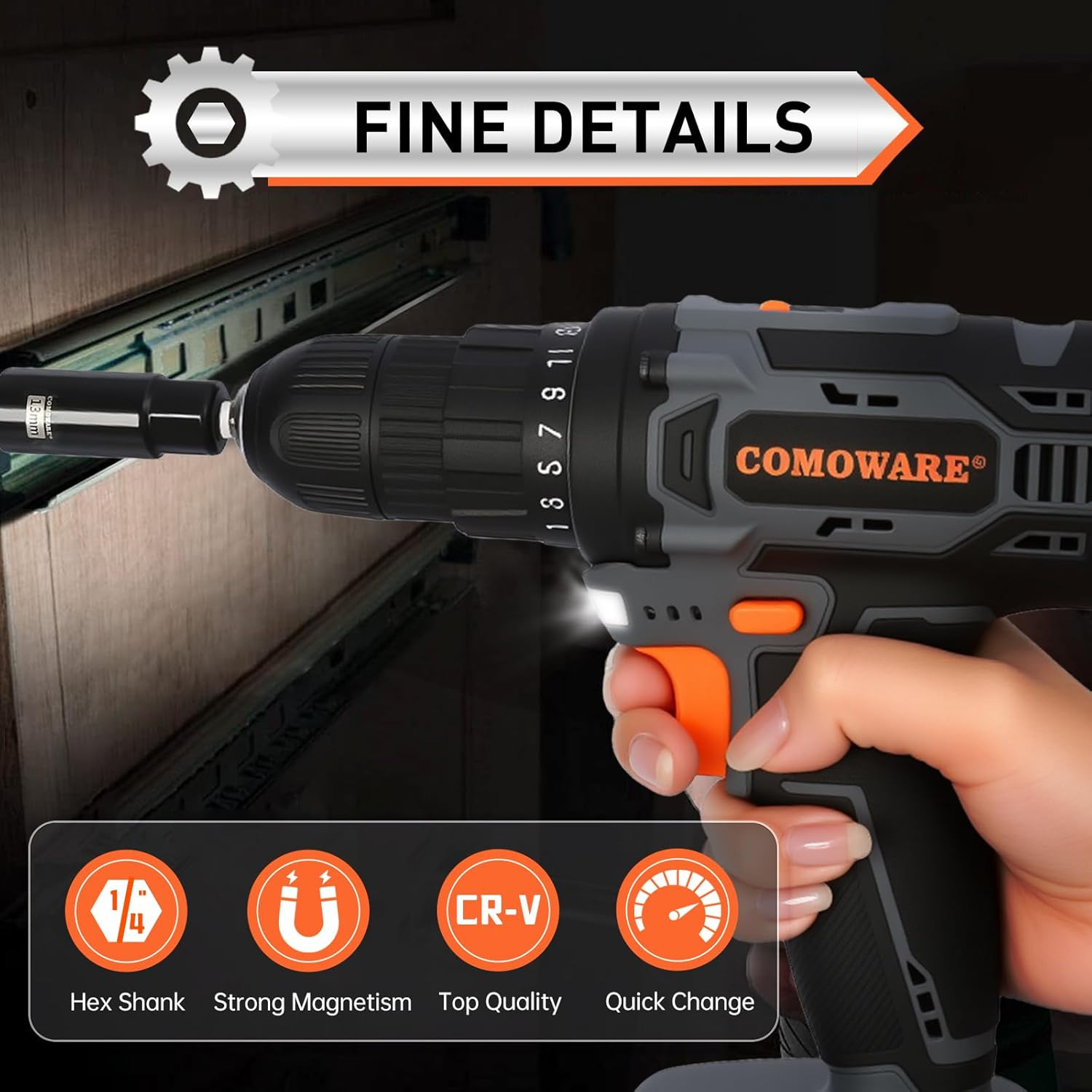 Magnetic Impact Nut Driver Set 55pc Deep SAE Metric Sockets Bits Cr-V Steel Tool