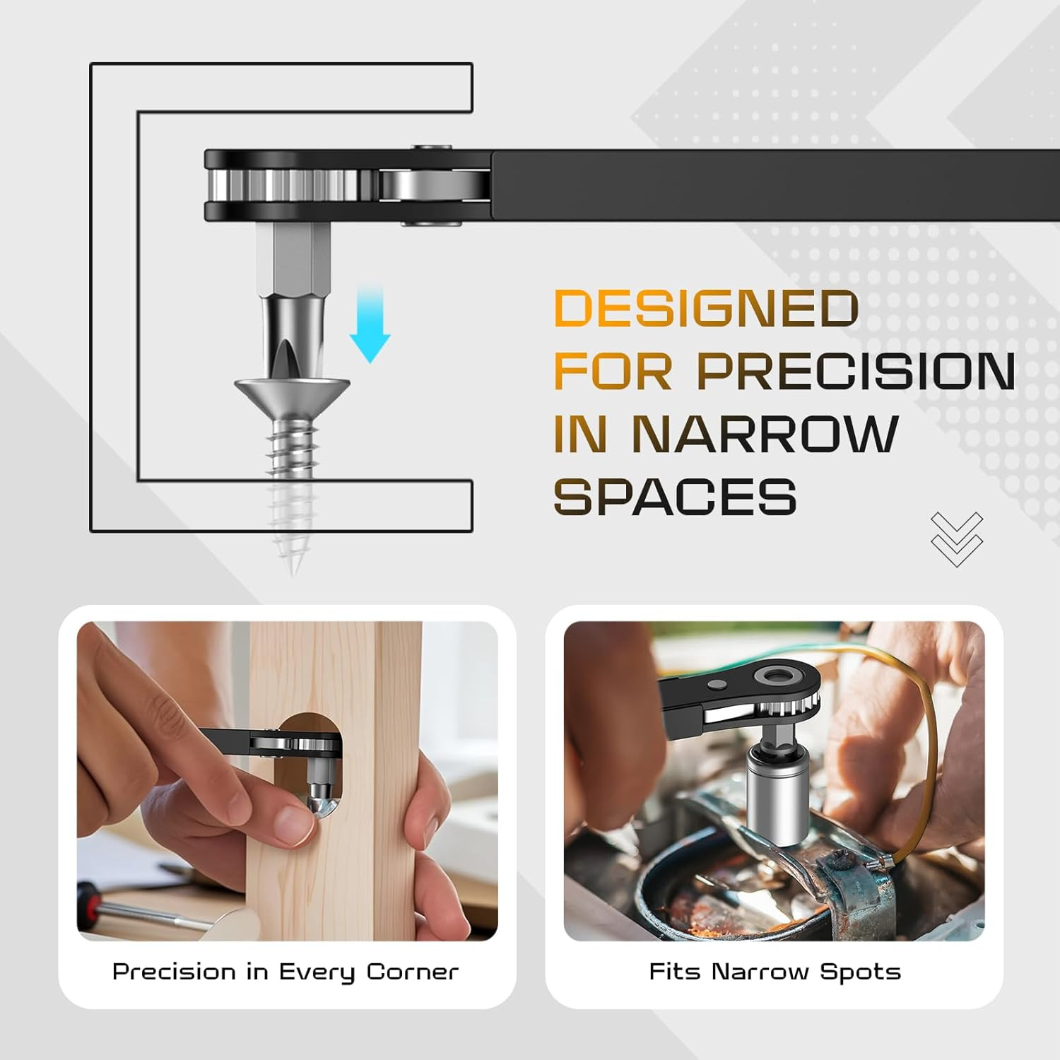 90° Ratcheting Screwdriver – Compact Tool for Tight Spaces & EDC Gear